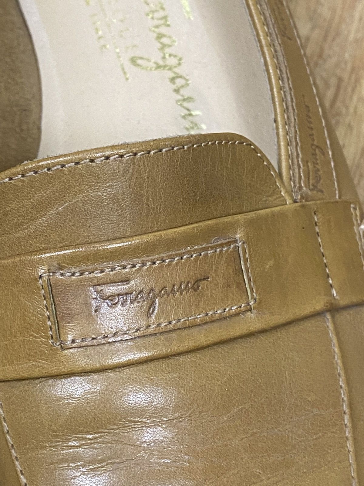 Salvatore Ferragamo Salvatore Ferragamo Beige Leather Loafers Monogram Lettering Size US 6.5 / IT 36.5 - 3 Thumbnail