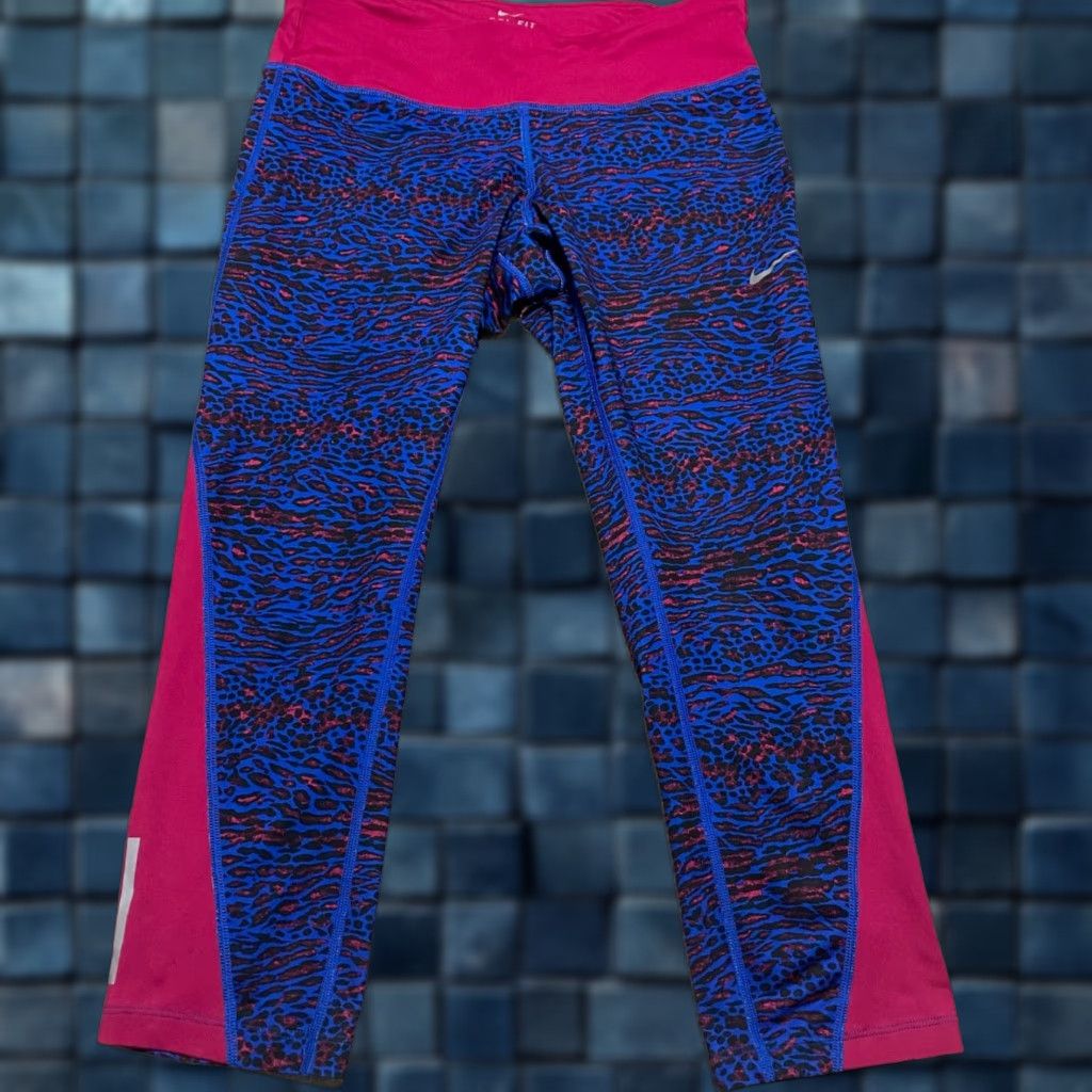 Nike Nike Dri-FIT Womens Capri Leggings M Multicolor Leopard Print Workout Yoga Pants Size 32" / US 10 / IT 46 - 1 Thumbnail