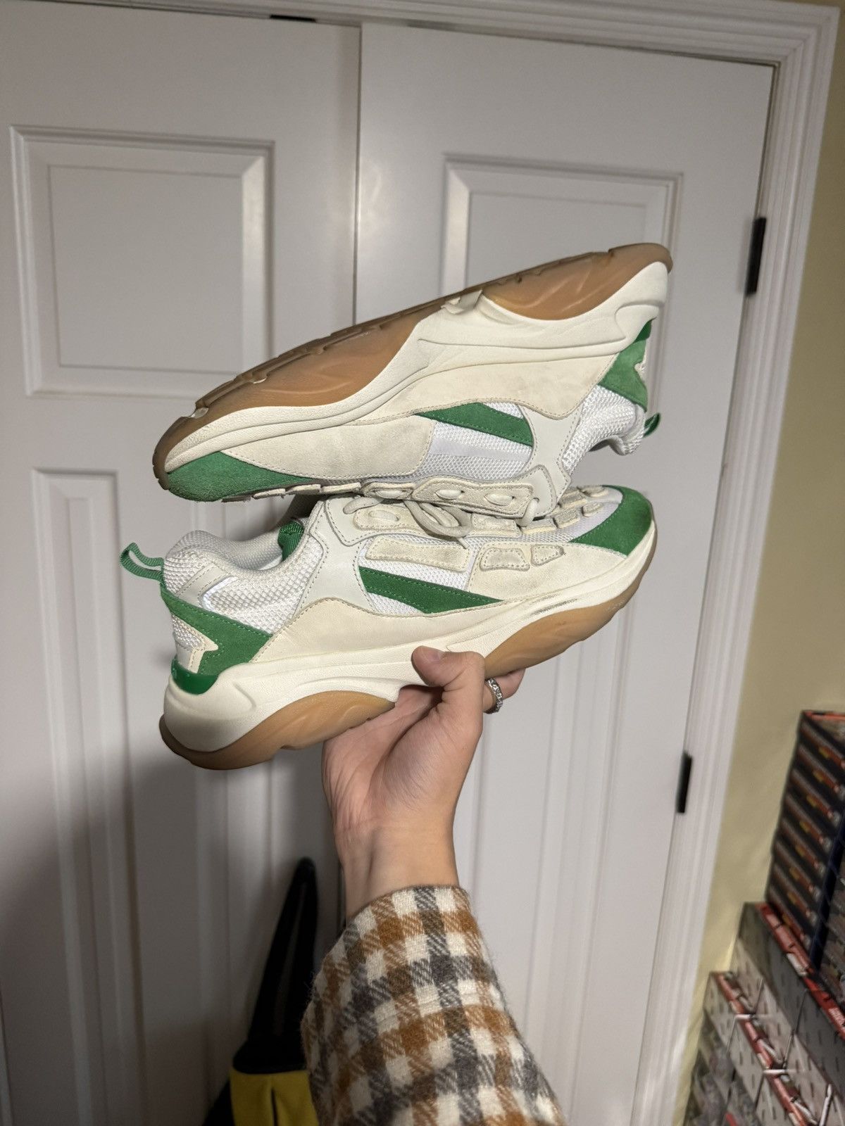 Amiri Amiri Cream/Green Bone Sneakers Size US 10 / EU 43 - 3 Thumbnail