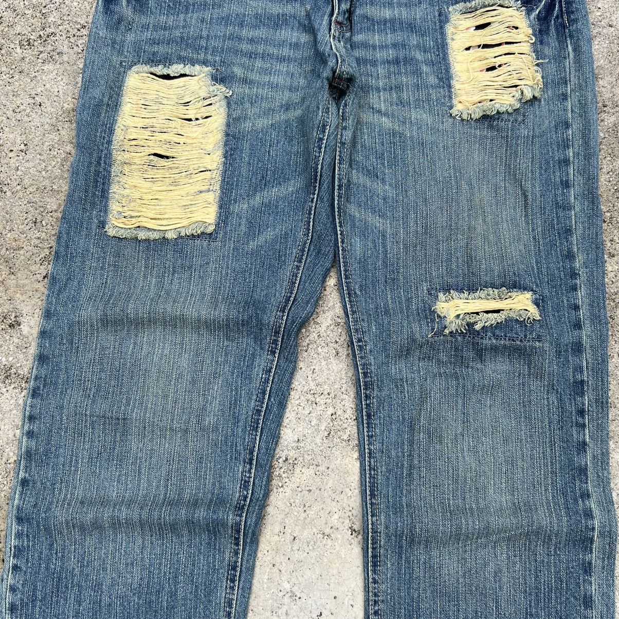 Japanese Brand “DOUBLE WAIST” JAPANESE DISTRESS SASHIKO INSPIRED DENIM Size US 34 / EU 50 - 4 Thumbnail