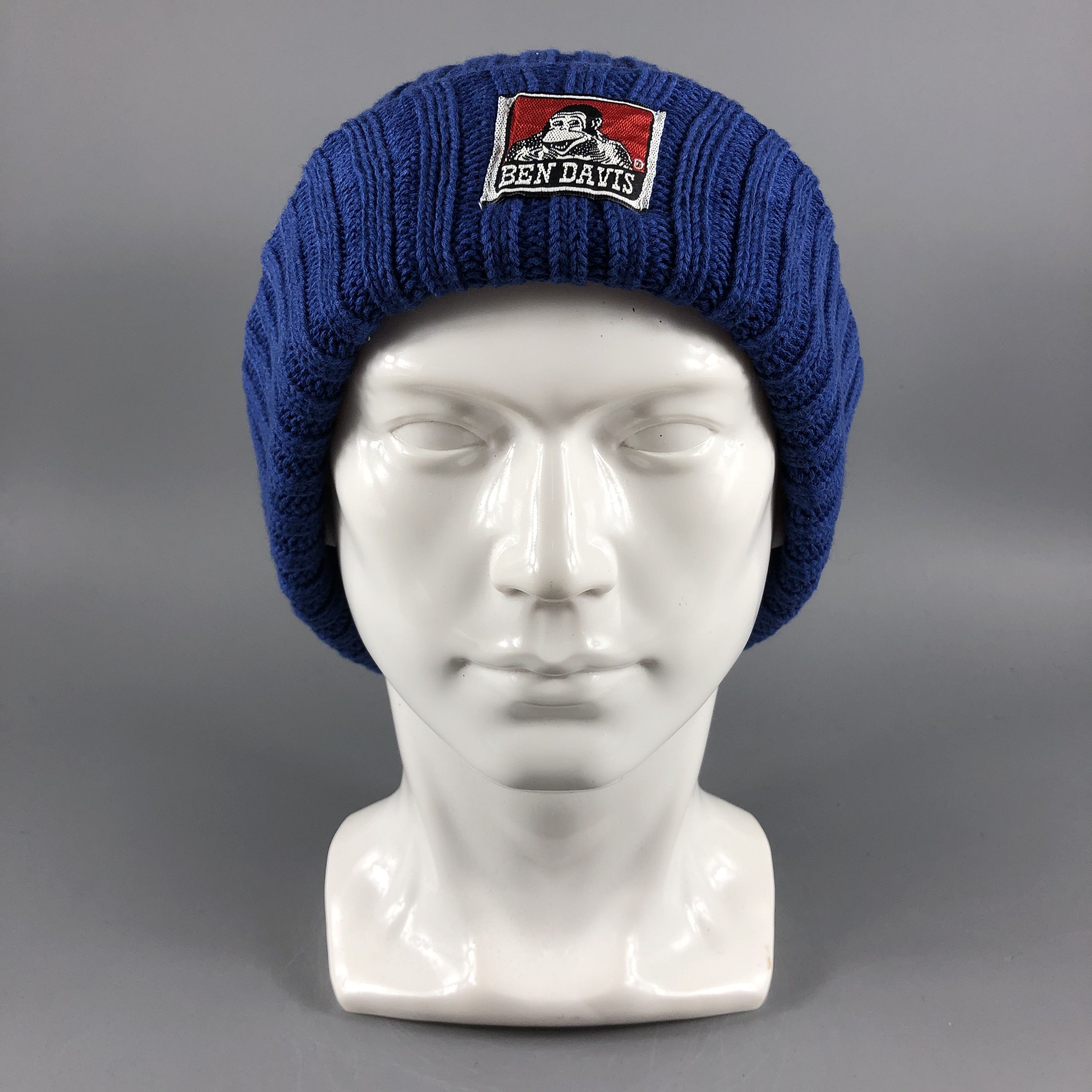 image of Ben Davis Blue Knit Beanie Snow Hat Snow Cap B116, Men's