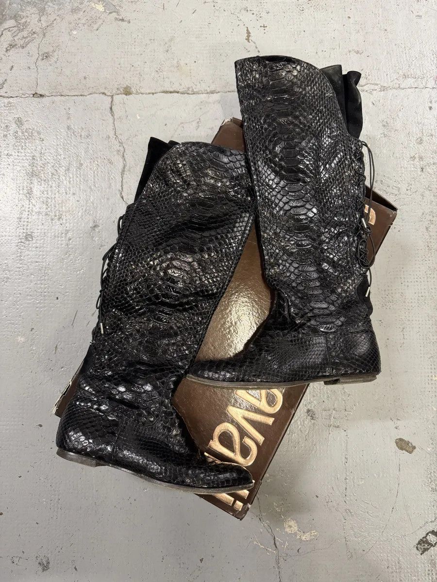 Roberto Cavalli Roberto Cavalli Black Python Leather Ankle Boots Size US 7.5 / IT 37.5 - 1 Thumbnail