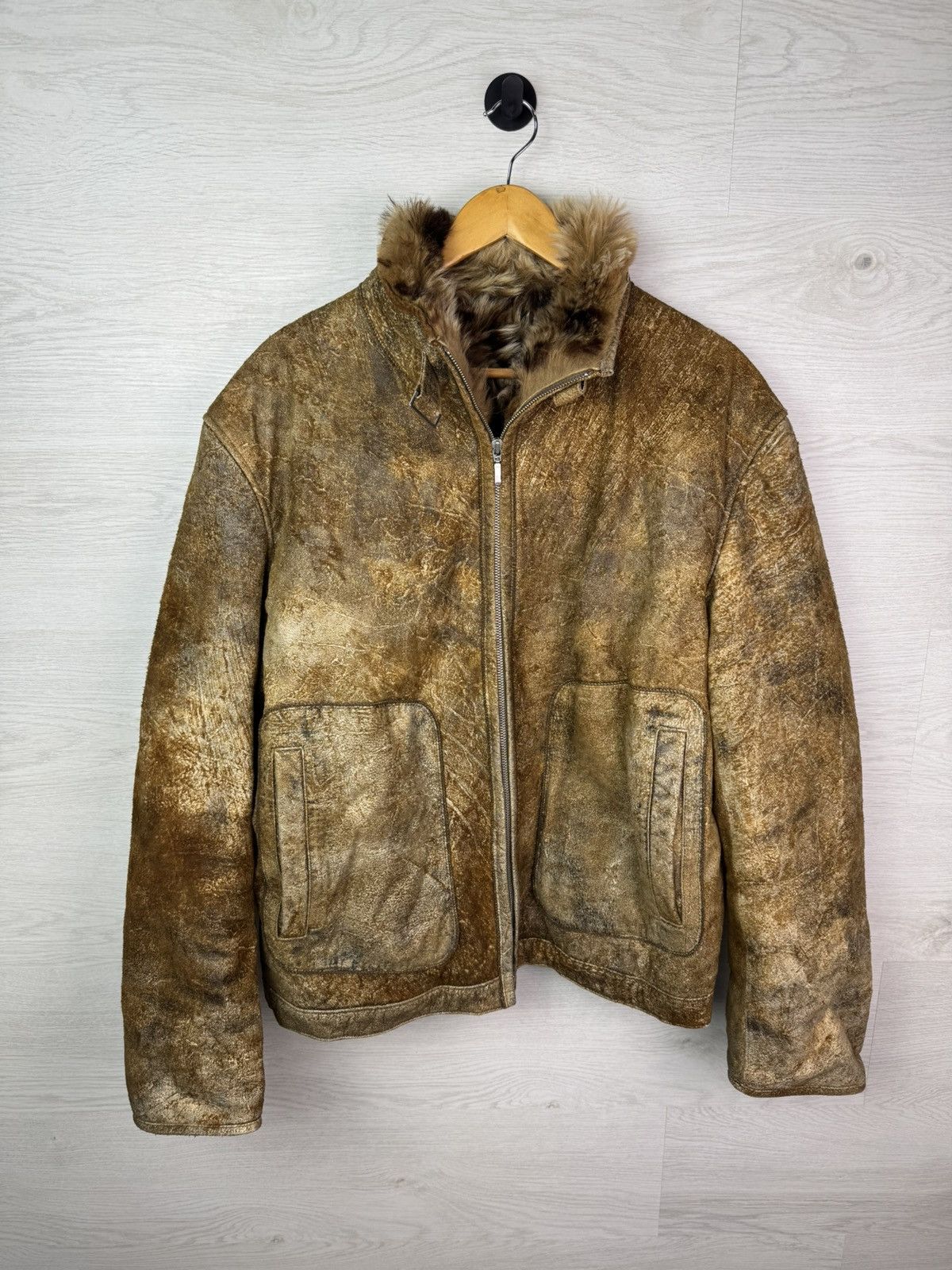 Camel Camel Shearling Jacket Vintage Brown Sheepskin Fur Lined Size US XXL / EU 58 / 5 - 1 Thumbnail