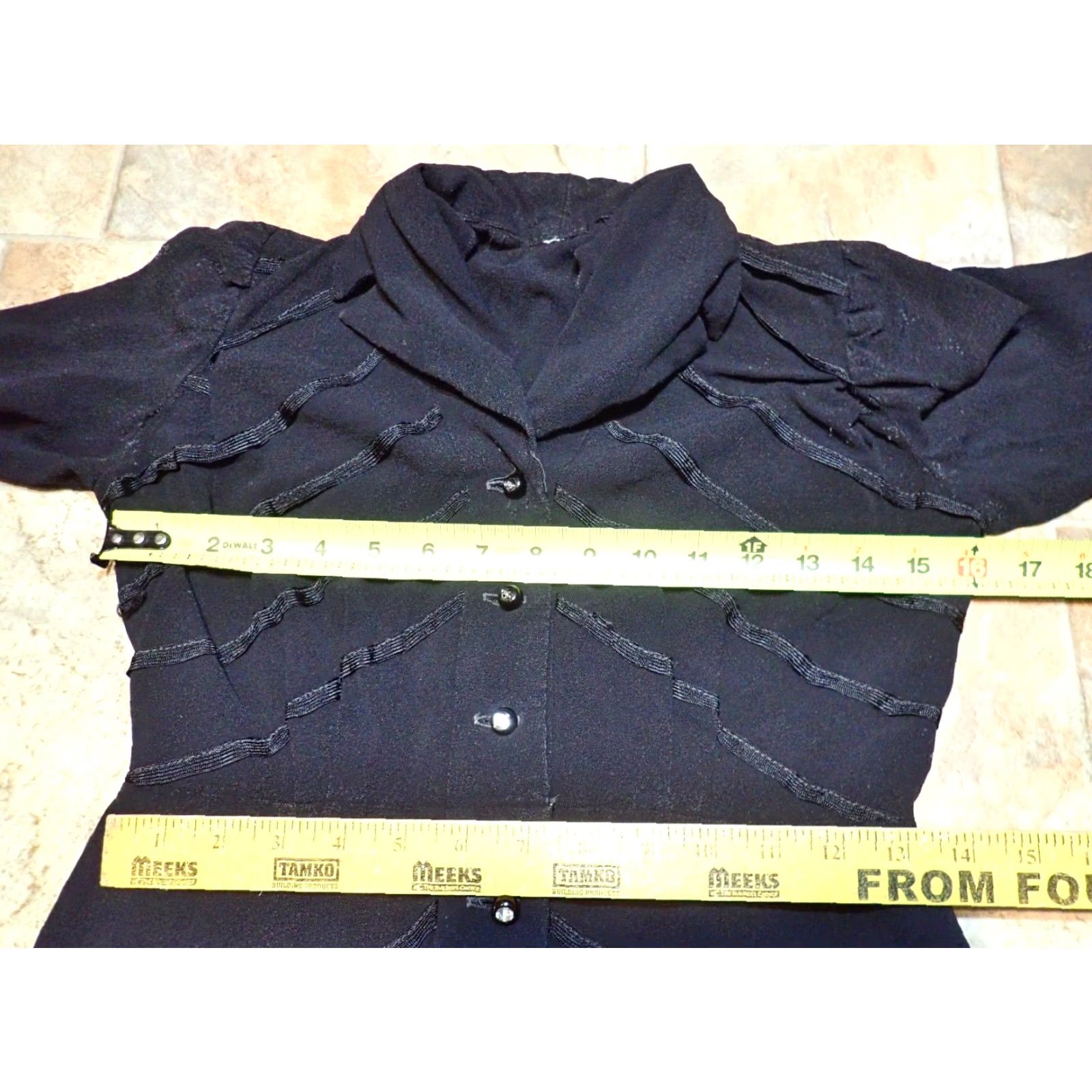 Vintage VINTAGE Rare 1930's 40's Womens XS Black Rayon Wool? Dress Rhinestone Button Maxi 32" 38" 24" Waist 26" Decade 1940s Clubwear Mens Womens Girls Size XS / US 0-2 / IT 36-38 - 4 Thumbnail