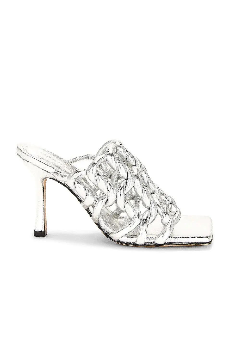 Bottega Veneta o1n1vont1224 Stretch Twist Sandal Mules in Silver Size US 5.5 / IT 35.5 - 1 Thumbnail