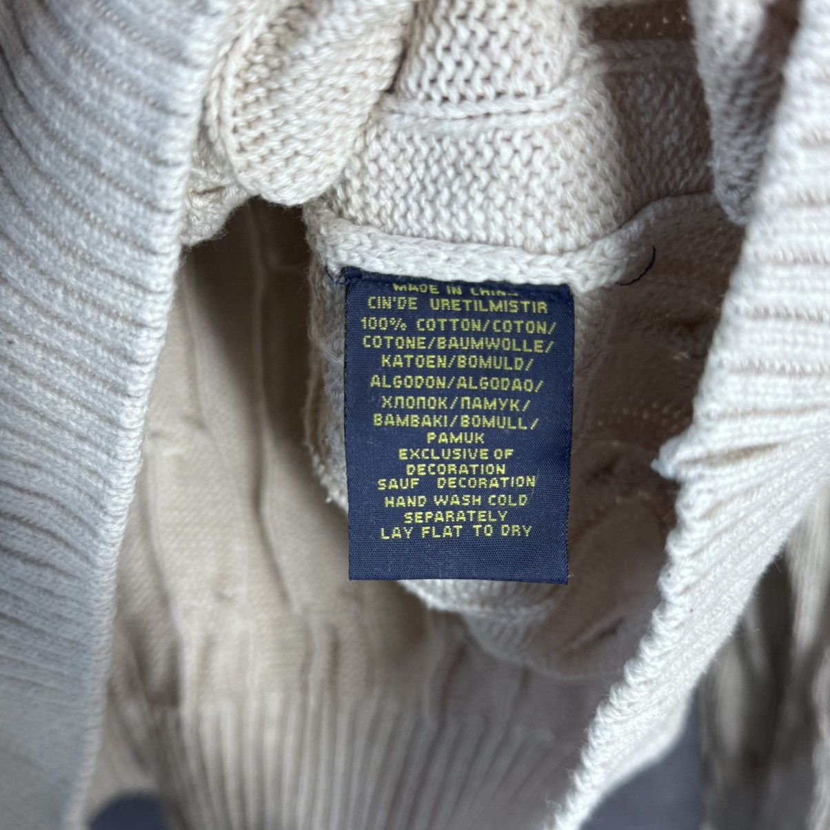 Polo Ralph Lauren Polo Ralph Lauren Cable Knit Cotton Biege Sweater Size XL Size US XL / EU 56 / 4 - 4 Thumbnail