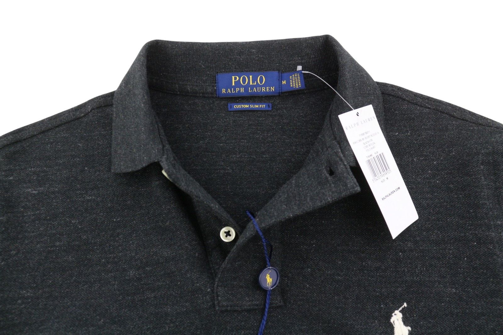 Ralph Lauren CUSTOM SLIM FIT M Black Melange Cotton Logo 87896 Size US M / EU 48-50 / 2 - 5 Thumbnail