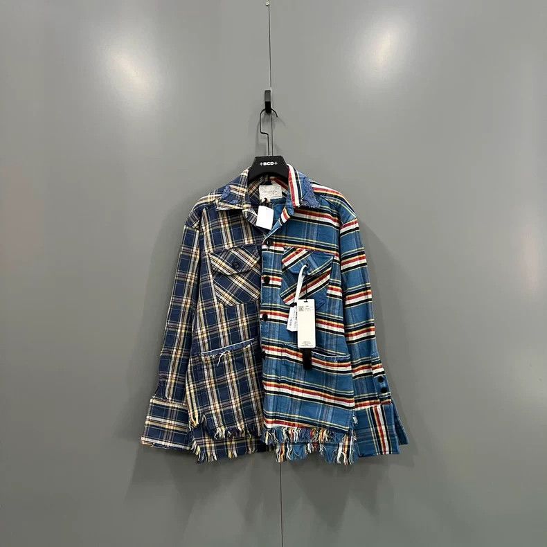 Greg Lauren GREG LAUREN Patchwork Plaid Shirt Size US XXS / EU 40 - 1 Thumbnail
