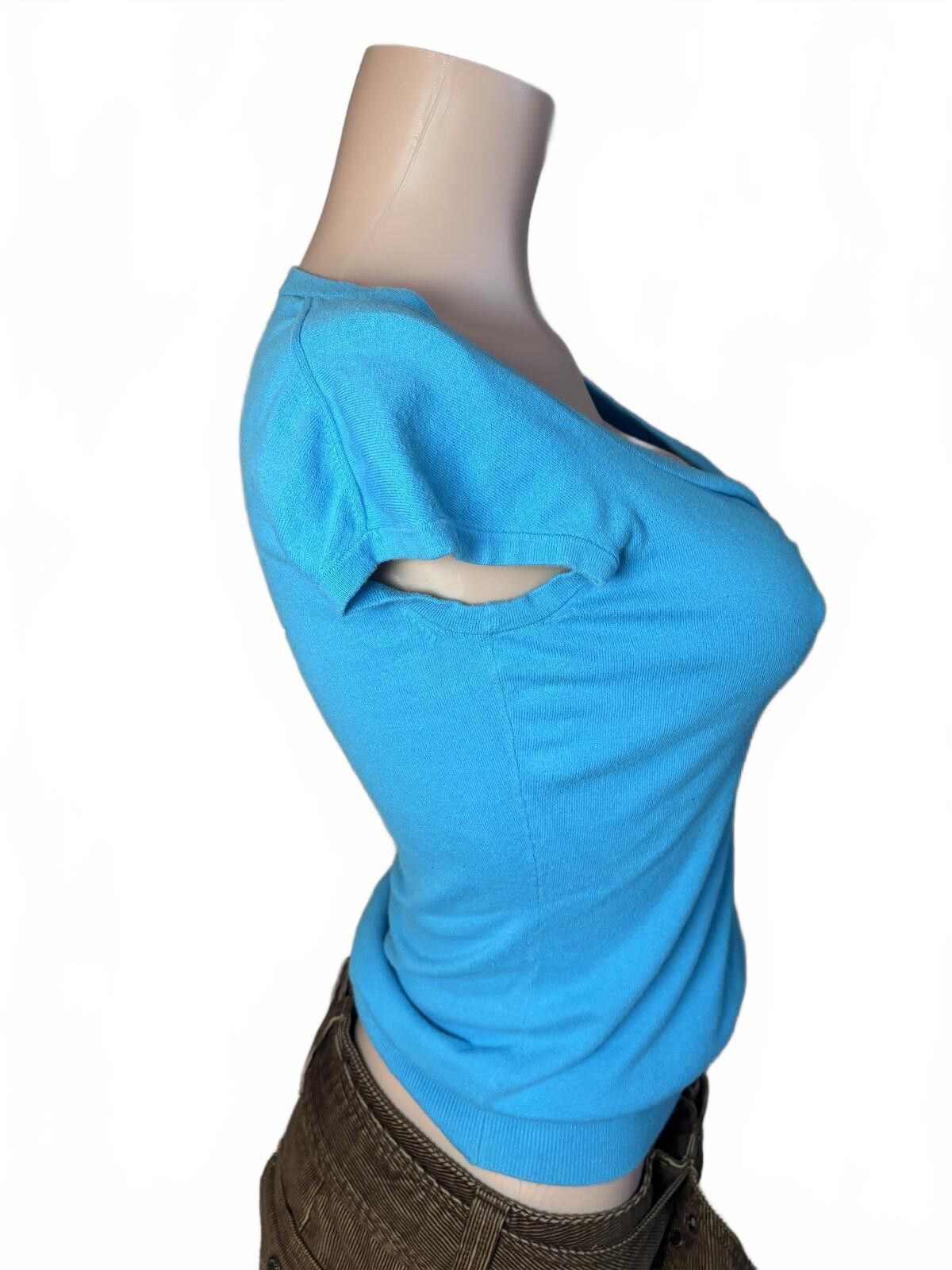 Banana Republic Banana Republic XS Blue Knit Scoop Neck Top Y2K Size 26" / US 2 / IT 38 - 4 Thumbnail
