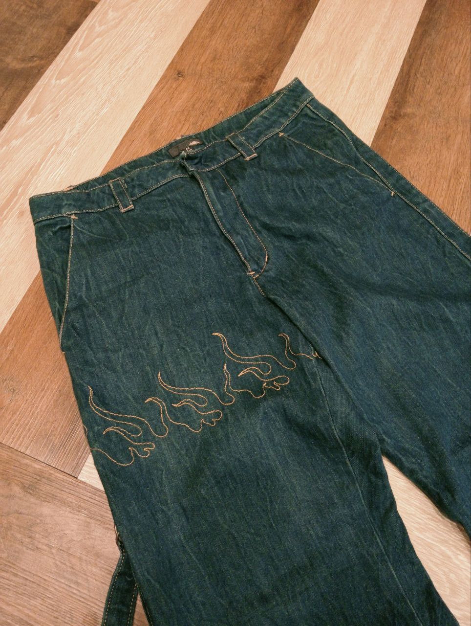 Lad Musician LAD MUSICIAN FLAME BONDAGE DENIM PANTS Size US 32 / EU 48 - 4 Thumbnail