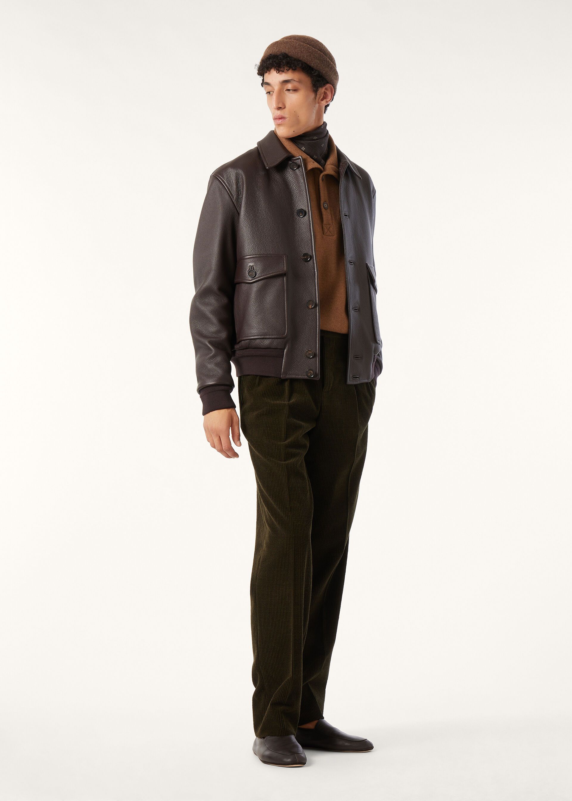 Loro Piana os11x0226 FAQ6941 Harden Bomber Jacket in Amber Soil Size US L / EU 52-54 / 3 - 2 Thumbnail
