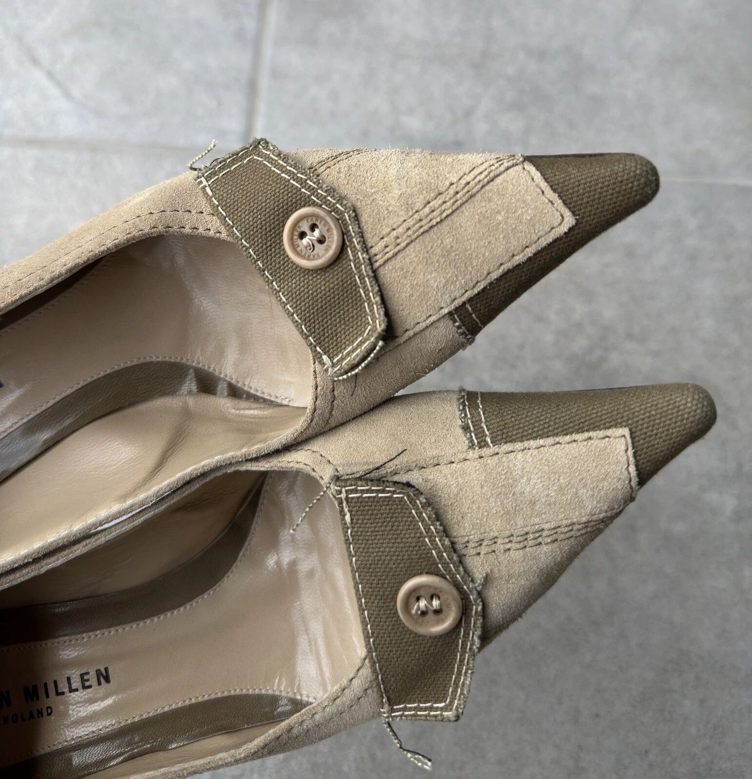 Karen Millen Vintage Karen Millen Leather Denim y2k Heels Kitten Shoes Size US 6 / IT 36 - 13 Thumbnail