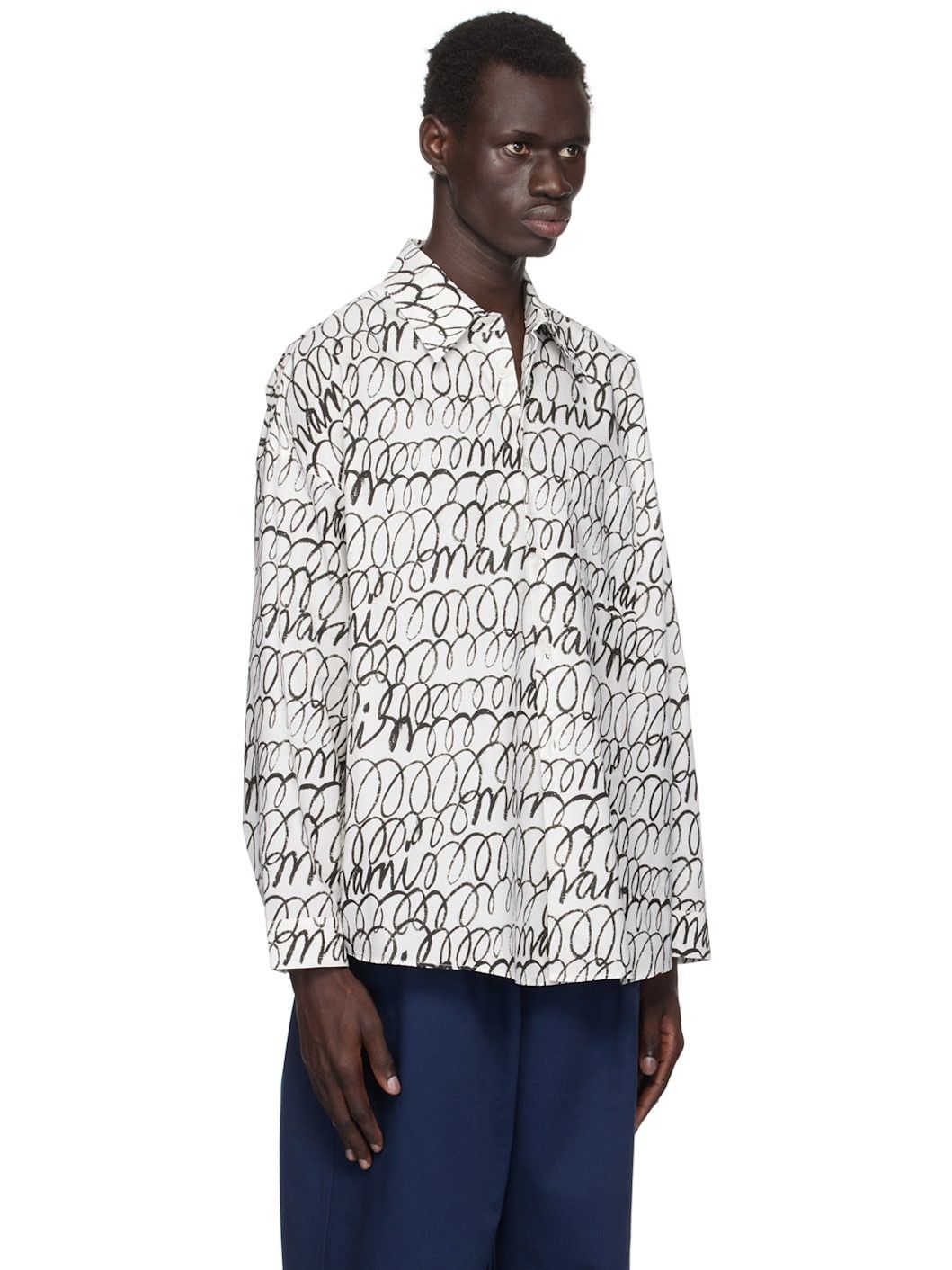 Marni o1w1db11125 Scribble Motif Shirt in White Size US M / EU 48-50 / 2 - 3 Thumbnail