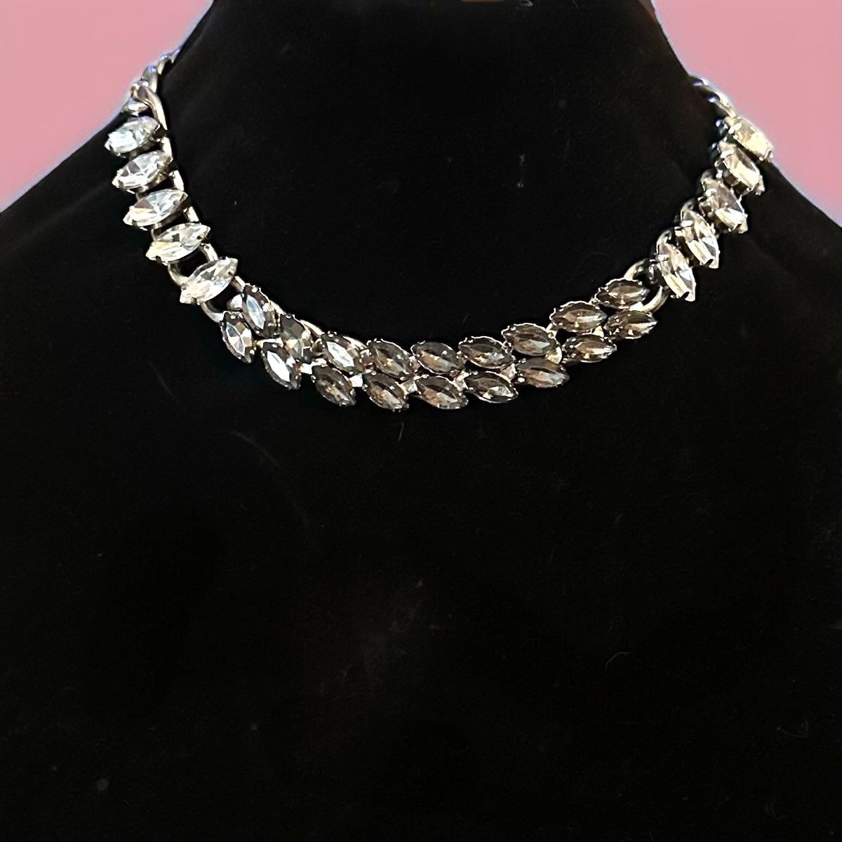 Other Chunky silver tone marquise rhinestone statement necklace Size ONE SIZE - 1 Thumbnail