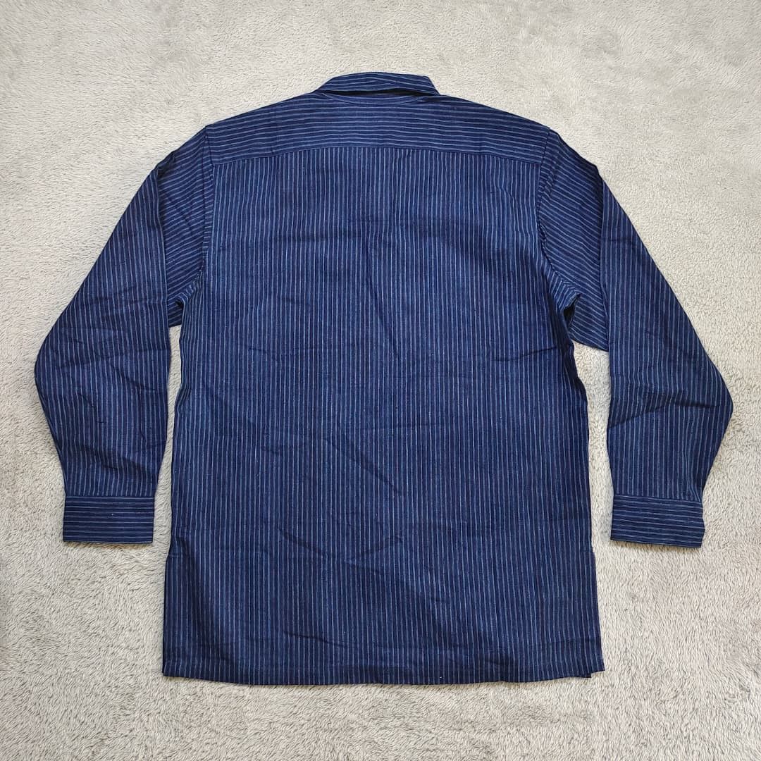 Japanese Brand SASAKURA GENSHO INDIGO STRIPE DENIM LONG SLEEVE BUTTON SHIRT Size US M / EU 48-50 / 2 - 2 Thumbnail