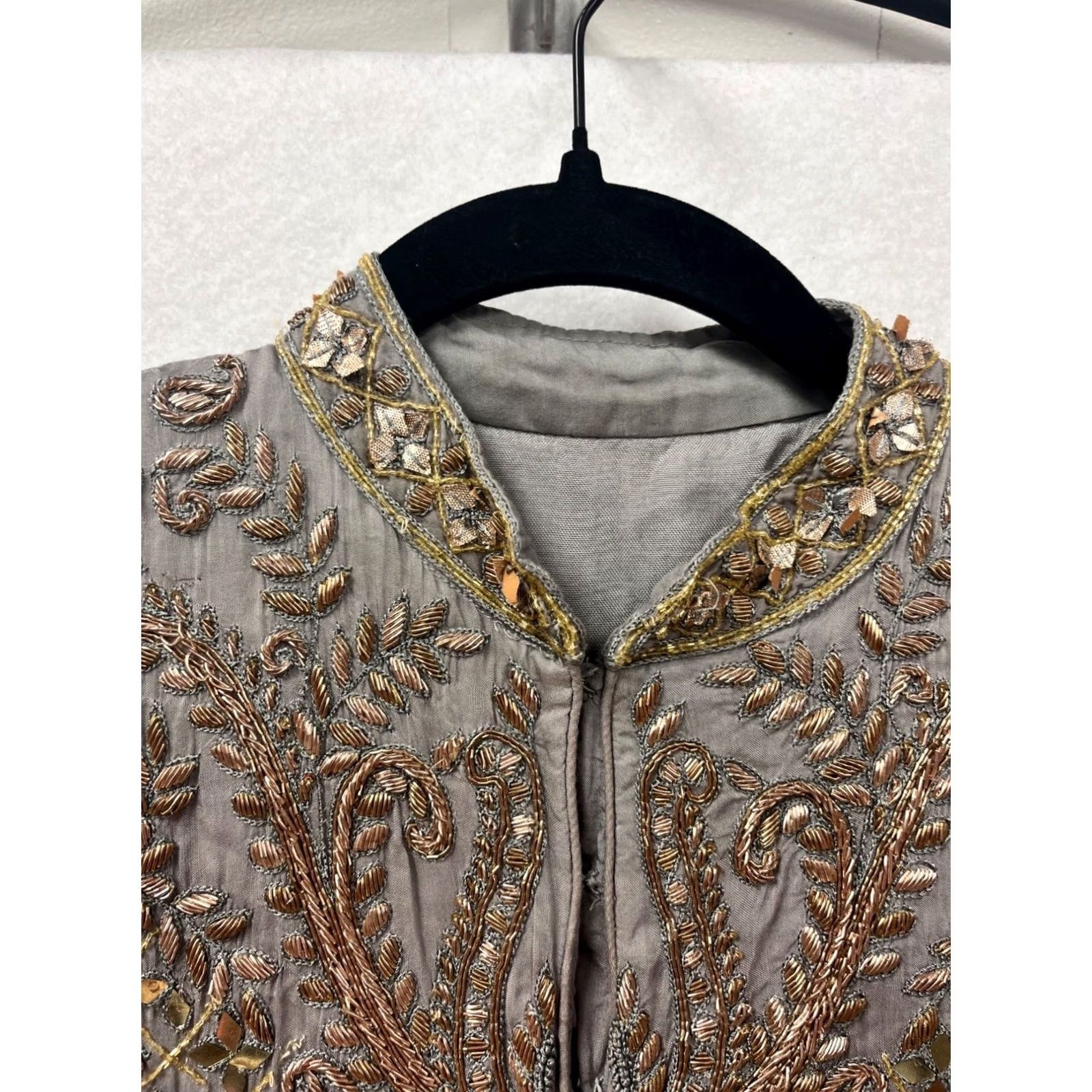 Bell Unbranded Gray Maxi Dress Unisex Adults XL Long Embroidered Bell Sleeve Sequins Gown Anarkali Fashion Size XL / US 12-14 / IT 48-50 - 3 Thumbnail
