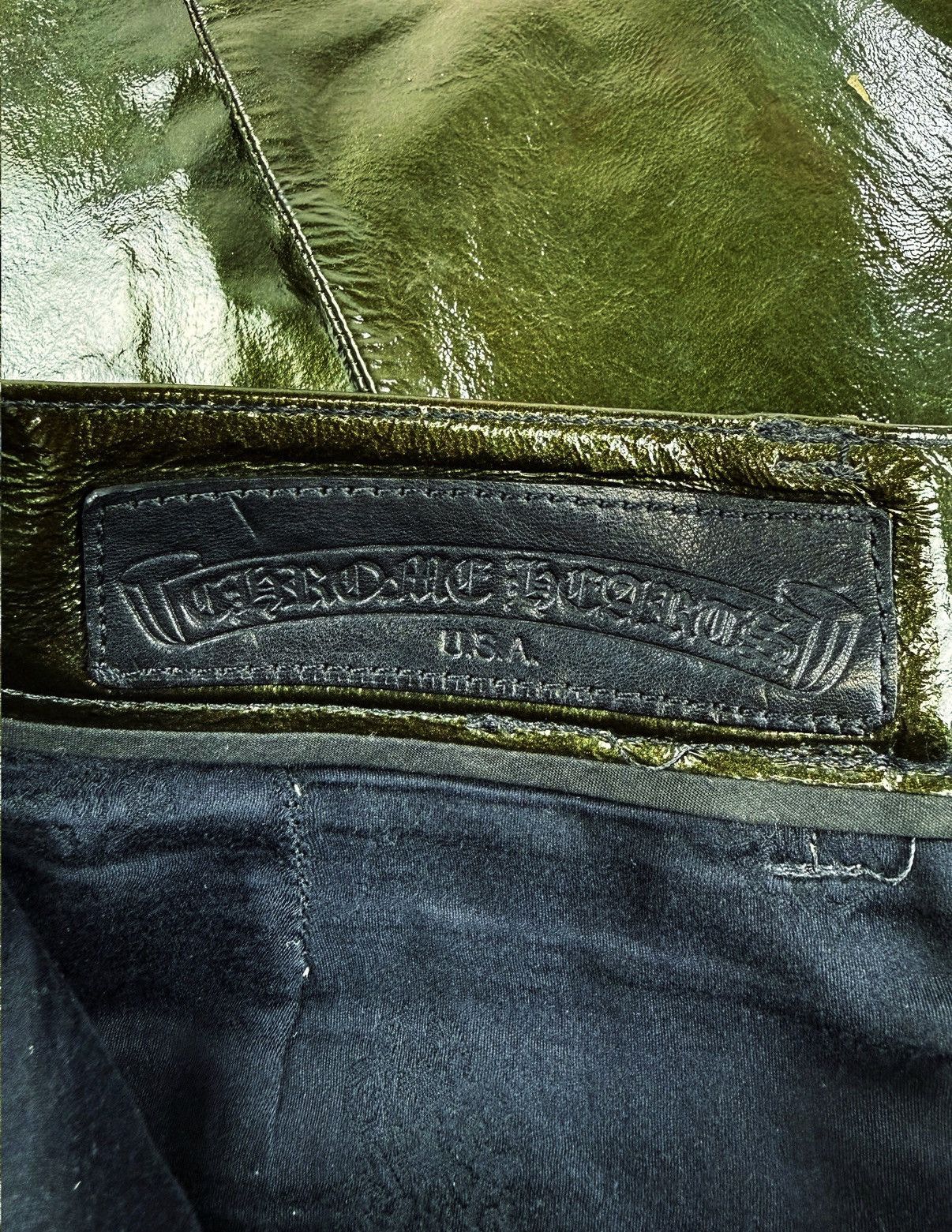 Chrome Hearts Chrome Hearts Green Galaxy Patent Leather Cross Patch Fleur Knee .925 Pants Size US 28 / EU 44 - 7 Thumbnail