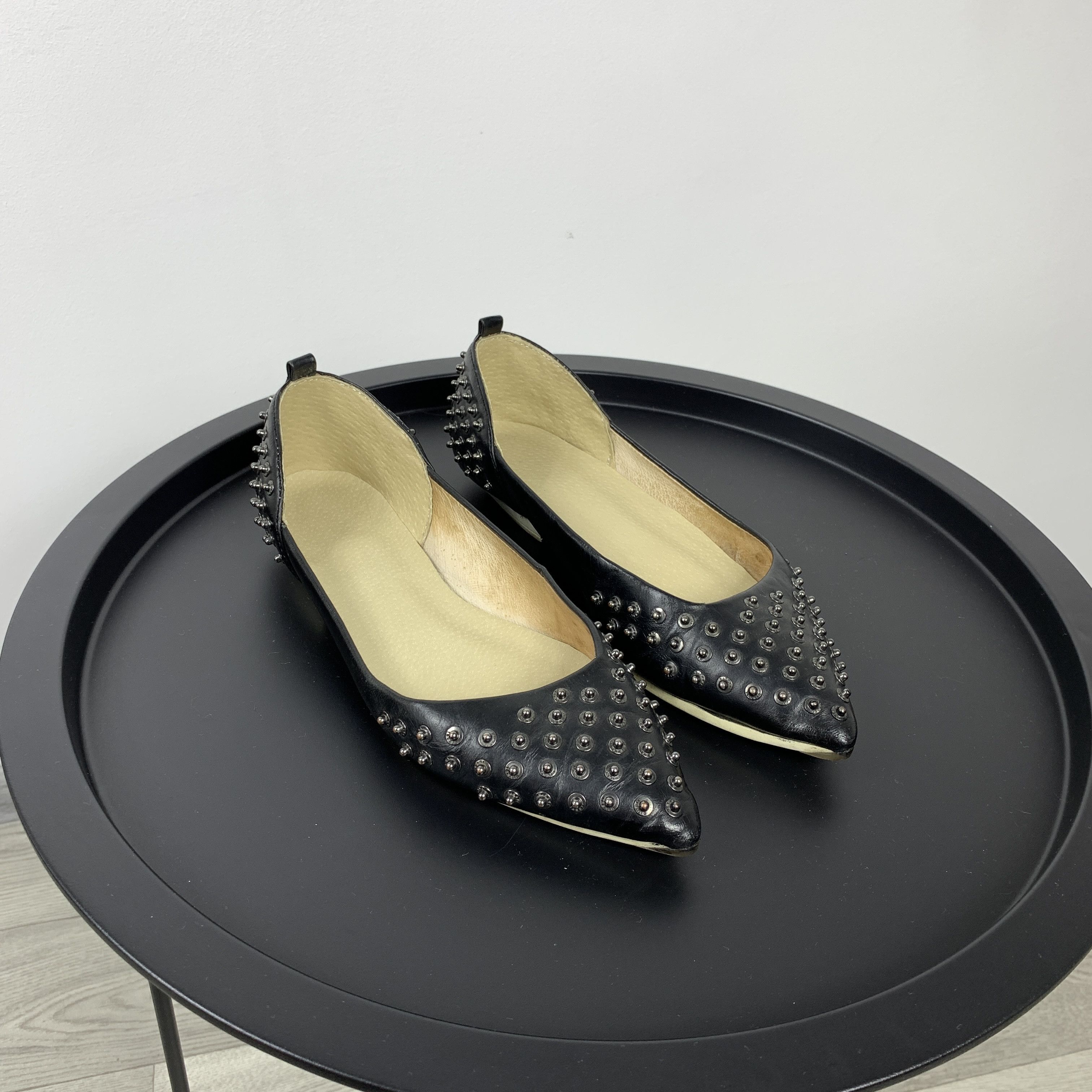 Diesel Vintage Diesel Y2K Rare Black Leather Flats Rivet Shoes Size US 8.5 / IT 38.5 - 3 Thumbnail