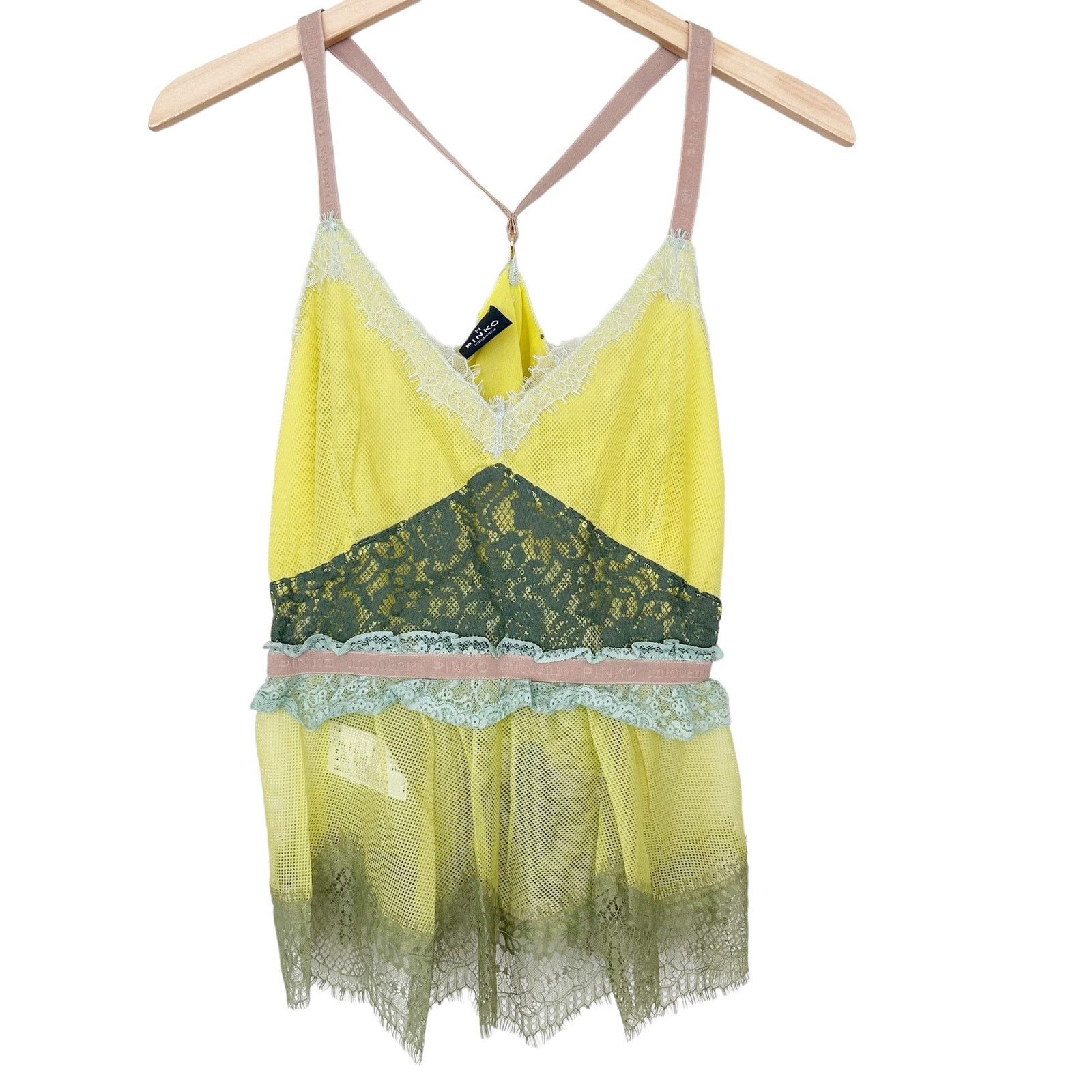 Pinko PINKO Uniqueness Yellow Lace Tank Top Sz M Size M / US 6-8 / IT 42-44 - 8 Thumbnail