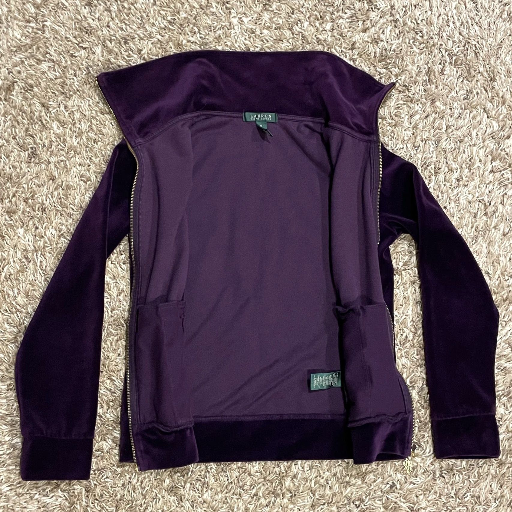 Ralph Lauren Lauren Ralph Lauren Velvet Track Full Zip Jacket Womens M Purple Gold Crest Logo Size M / US 6-8 / IT 42-44 - 2 Thumbnail
