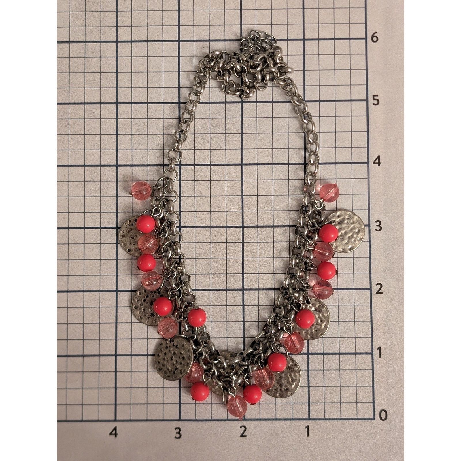 Vintage VTG 2000s Silver-tone 17" Pink Beaded Metal Discs Necklace Size ONE SIZE - 5 Thumbnail