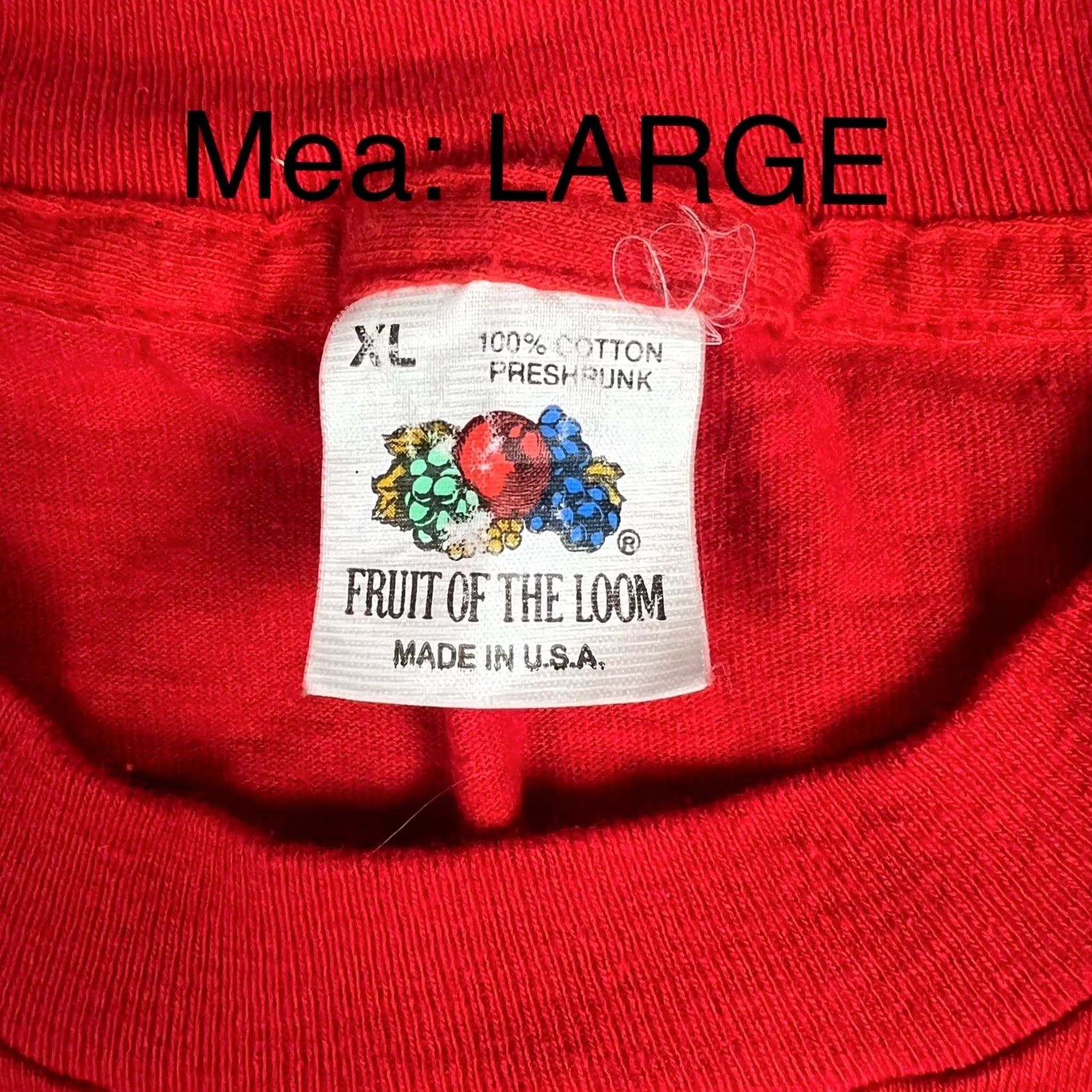Fruit Of The Loom VINTAGE Fruit Of The Loom Shirt Selvedge Pocket 90s Red 100% Cotton Large Unisex Adults Short Sleeve Crew Neck T-Shirt Mens Womens Size US L / EU 52-54 / 3 - 2 Thumbnail