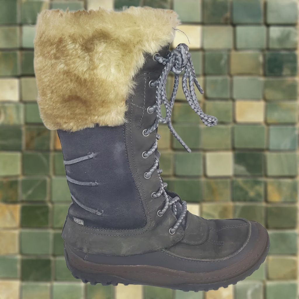 Merrell MERRELL Boots Womens Sz 8 Winter Leather Suede Tall Lace Up Faux Fur Wild Dove Size US 8 / IT 38 - 1 Thumbnail