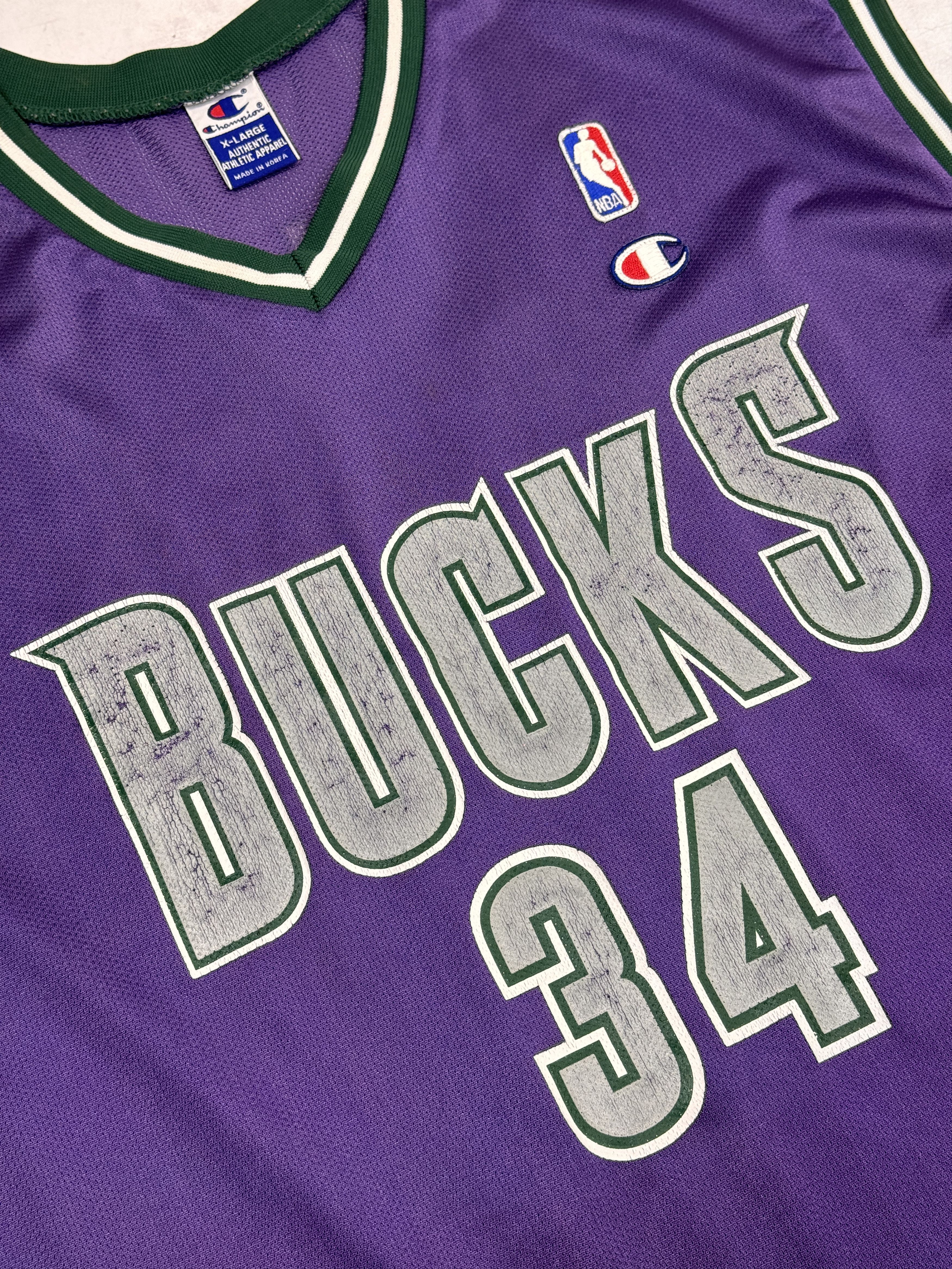 Champion Vintage Milwaukee Bucks #34 Ray Allen NBA Jersey by Champion Size US XL / EU 56 / 4 - 7 Thumbnail