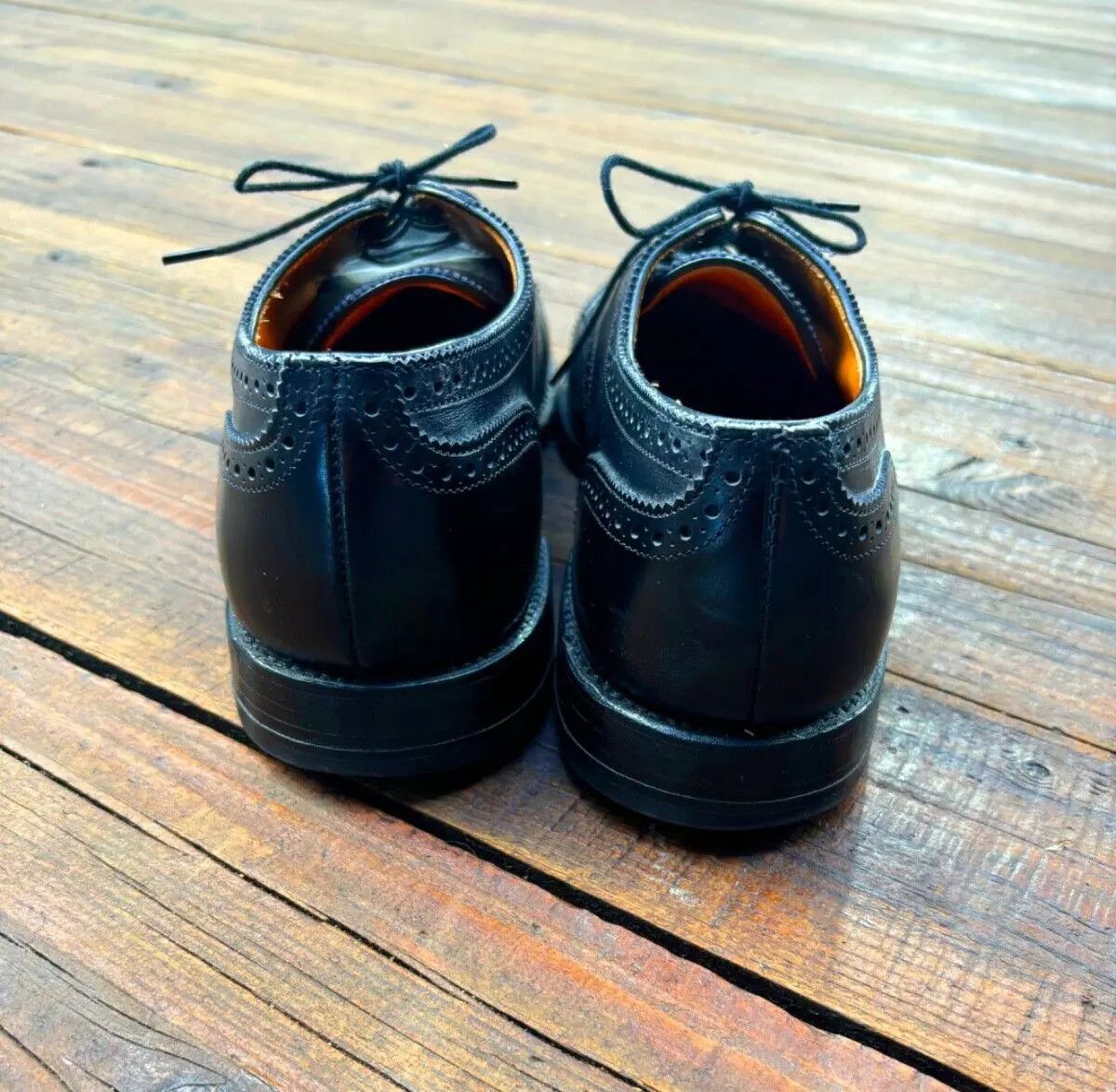 Allen Edmonds Black Cap Toe SANFORD Calf Leather Shoes Made in USA $335 Size US 10.5 / EU 43-44 - 4 Thumbnail
