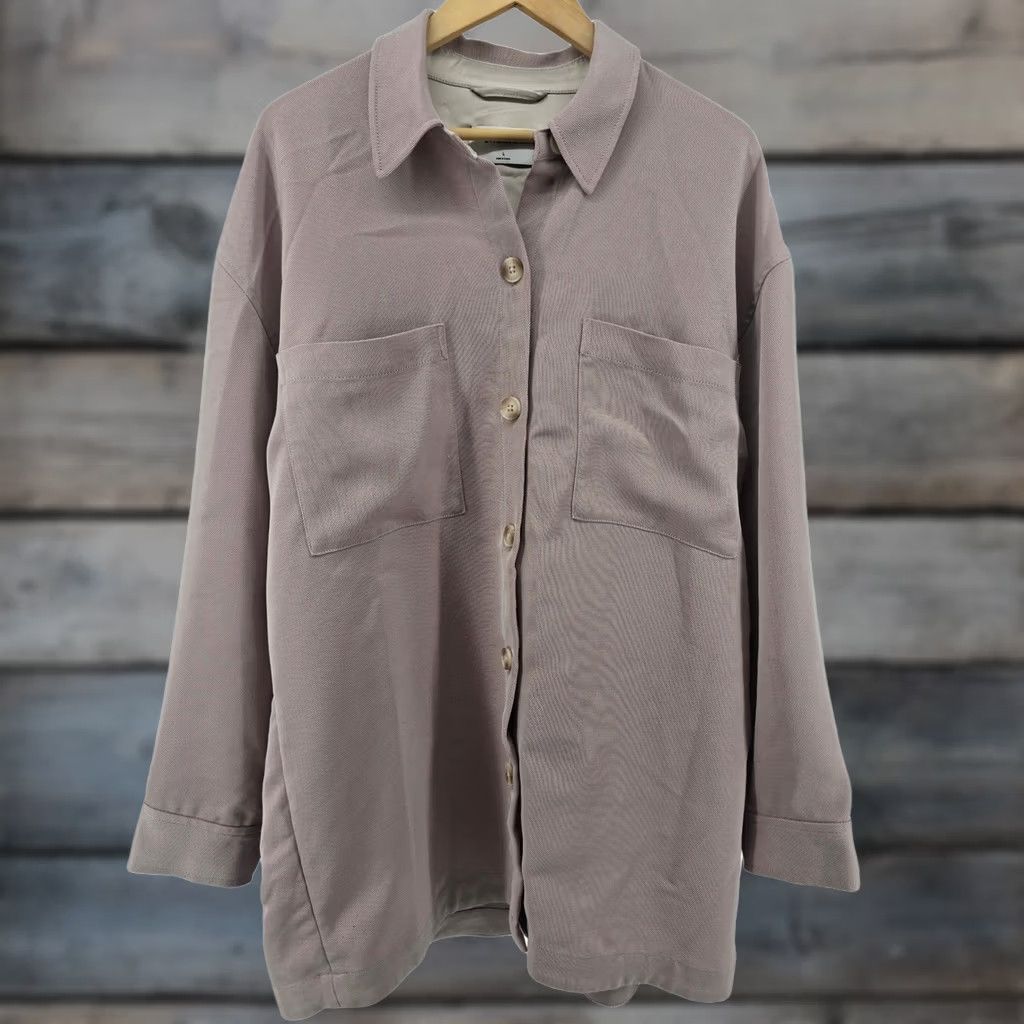 Vintage Babaton Shirt Jacket Womens Large Mauve Oversized Button Front Pockets Shacket Size L / US 10 / IT 46 - 1 Thumbnail