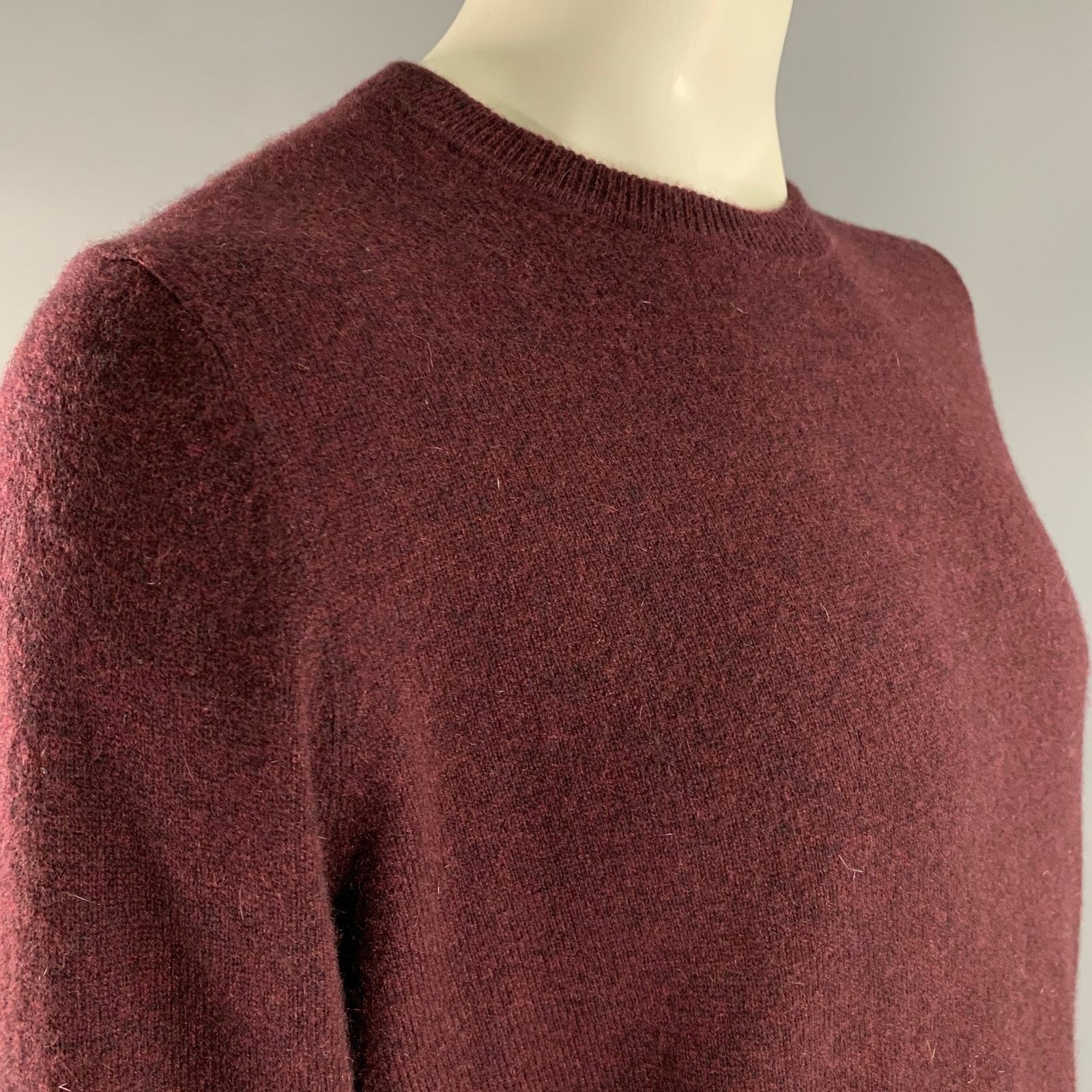 Nordstrom NORDSTROM Burgundy Knitted Cashmere Crew-Neck Sweater Size US XL / EU 56 / 4 - 2 Thumbnail