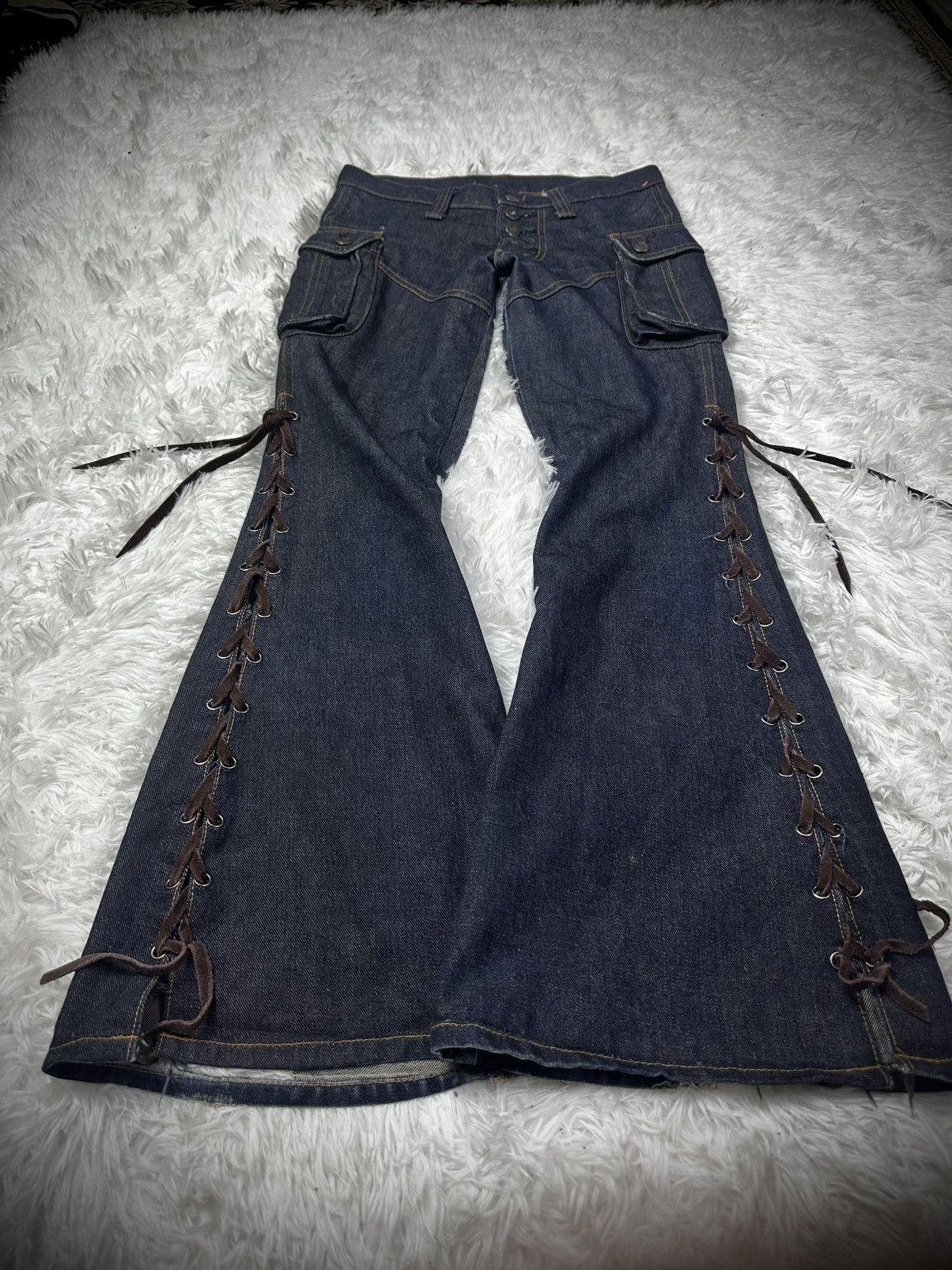 Tornado Mart rare 2000s japanese brand dee dee flared bell botom lace up Size US 29 - 5 Thumbnail