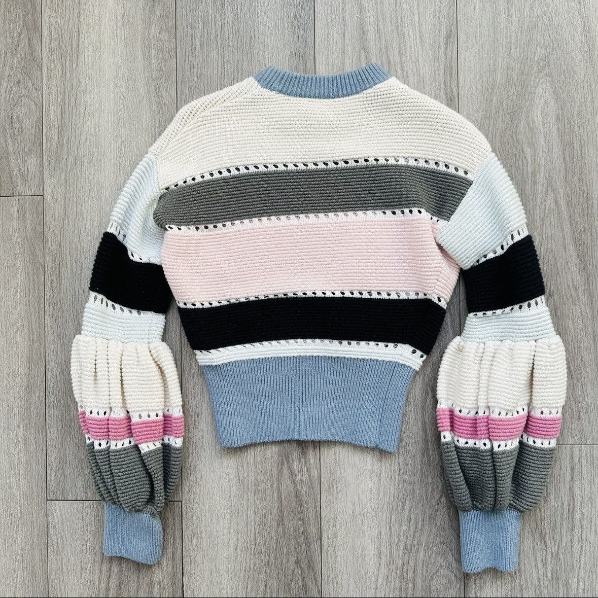 Self-Portrait Self-Portrait Striped Balloon Sleeve Cropped Sweater Size S / US 4 / IT 40 - 9 Thumbnail