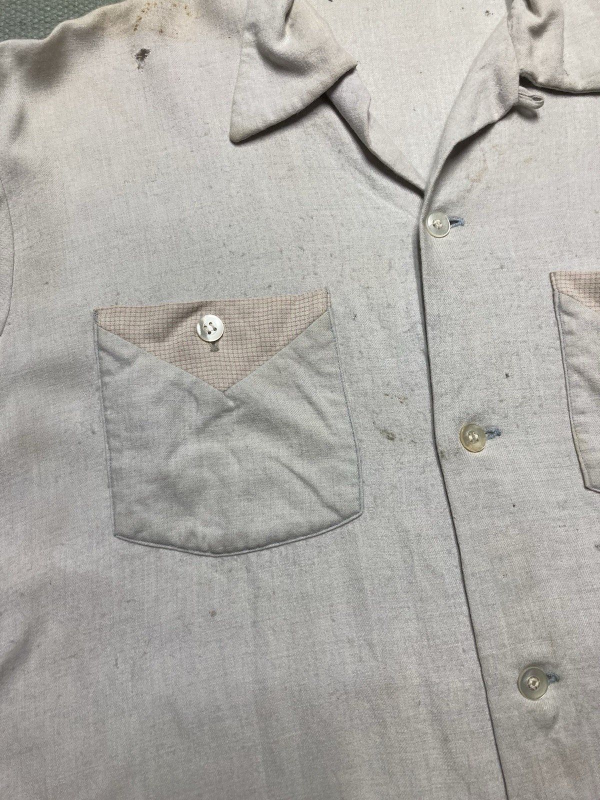 Vintage 1950s loop collar shirt wool rayon distressed rockabilly L Size US L / EU 52-54 / 3 - 9 Thumbnail