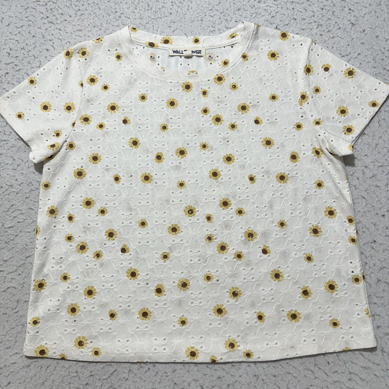 Other Wallflower Large White Sunflower Eyelet T Shirt Top Size L / US 10 / IT 46 - 1 Thumbnail