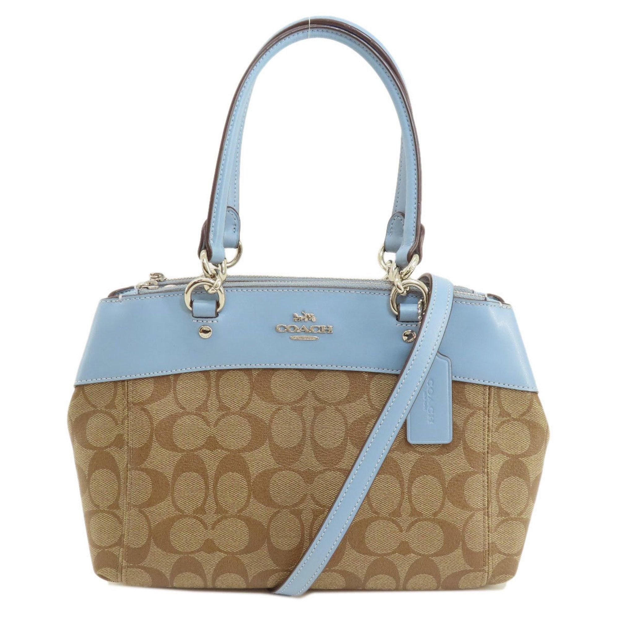 image of Coach F26139 Signature Handbag Pvc/leather Women's in Blue
