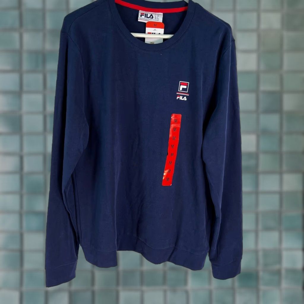 Fila FILA Mens Long Sleeve Crew Neck Pullover Sweatshirt Blue Size M Regular Fit Size US M / EU 48-50 / 2 - 1 Thumbnail