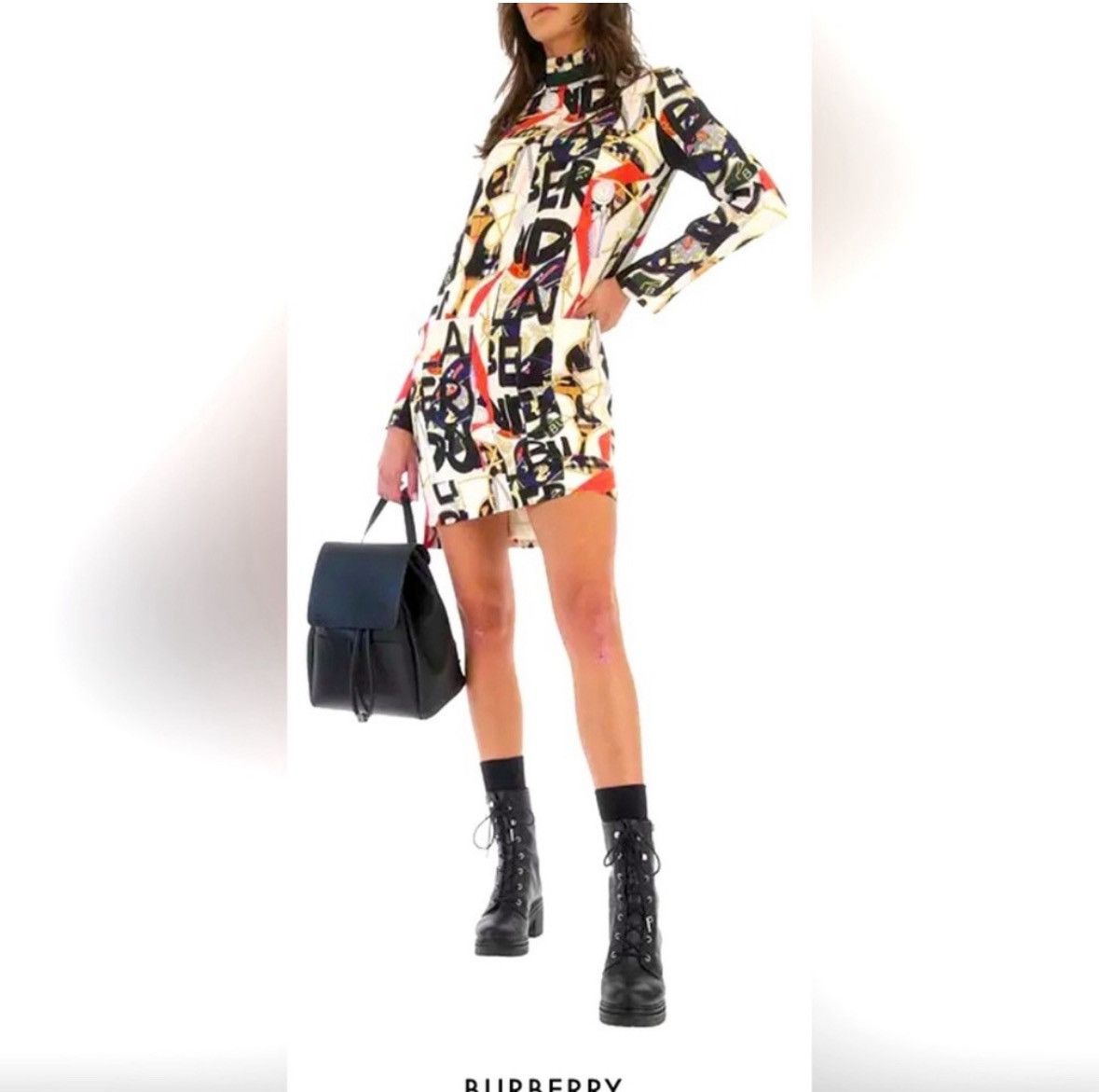 Burberry Burberry London Zoya Graffiti Print Mini Dress Silk Wool Size XS / US 0-2 / IT 36-38 - 2 Thumbnail