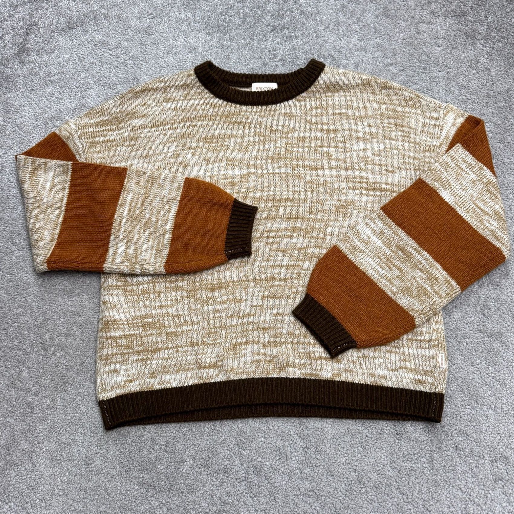 Brixton Brixton Monterey Mojave Striped Pullover Sweater Womens Medium Brown Balloon Sleeve Knit Pullover Size M / US 6-8 / IT 42-44 - 2 Thumbnail