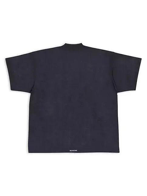 Balenciaga o1w1db10325 Tab T-Shirt Oversized in Overdyed Black Size US XXL / EU 58 / 5 - 3 Thumbnail