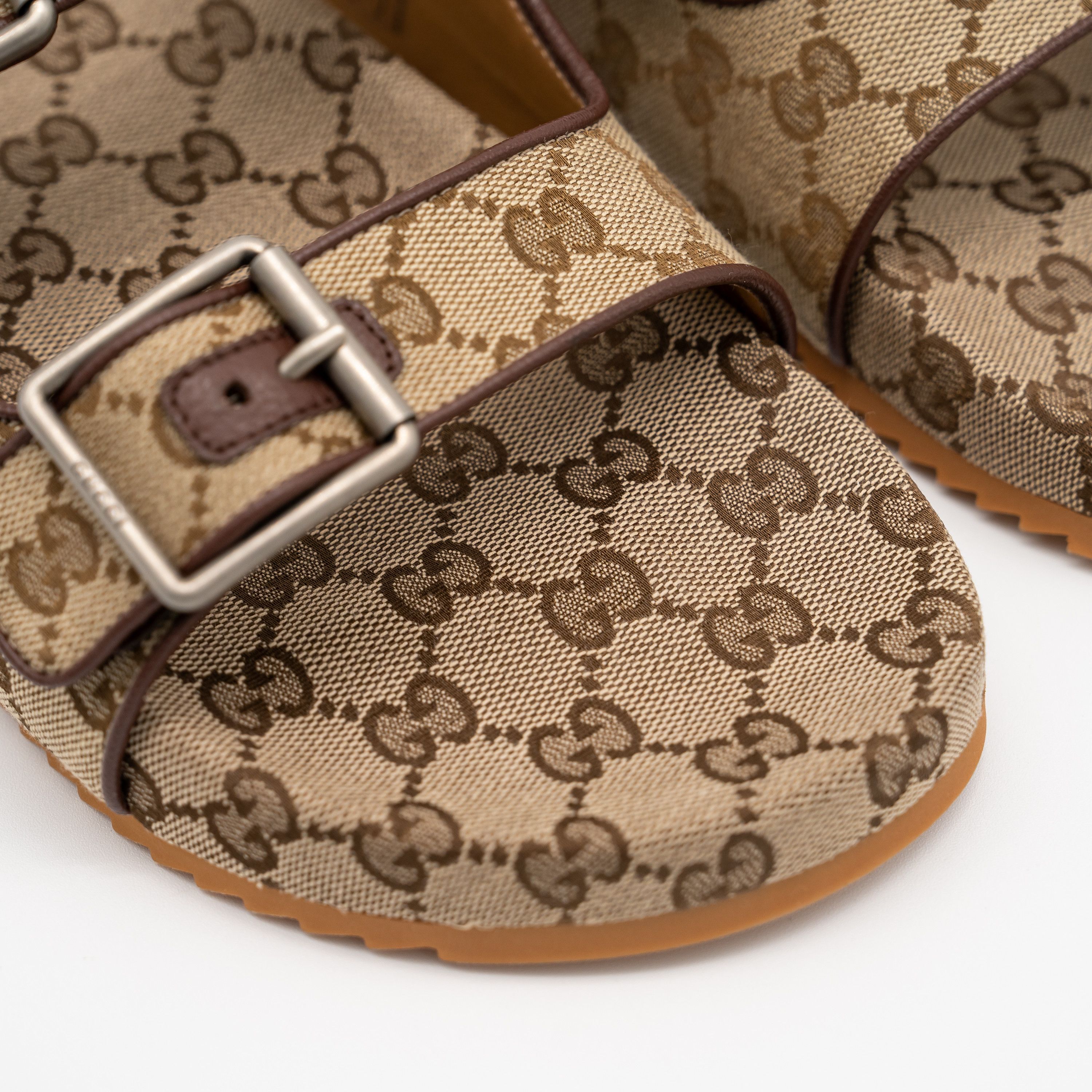 Gucci 11G 11.5 US Gucci GG Canvas Slide Sandals Straps Beige Brown Size US 11.5 / EU 44-45 - 7 Thumbnail