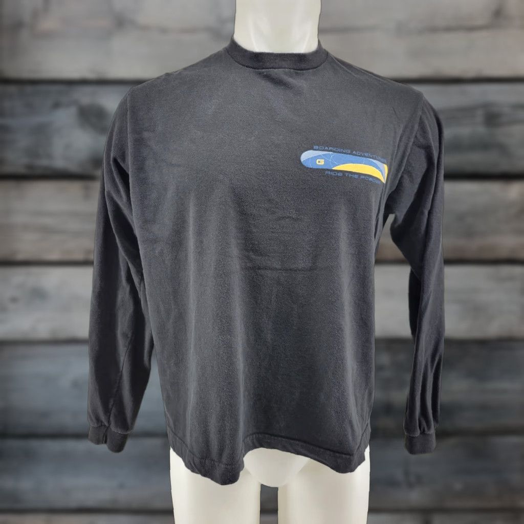 Gap Gap T-Shirt Long Sleeve Size Small Black 100% Cotton Crew Neck Relaxed Men 90s Vintage Style Boarding Adventure Size US S / EU 44-46 / 1 - 1 Thumbnail