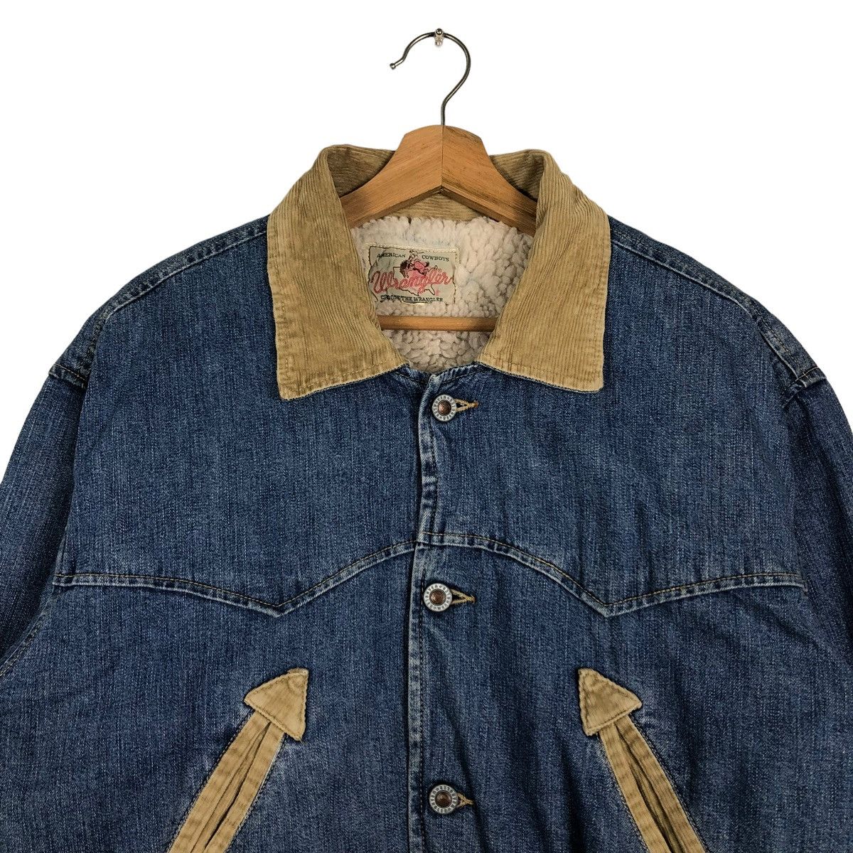 Japanese Brand 🔥90’s Vintage Trucker Denim Jacket Wrangler Blanket Lining Size US L / EU 52-54 / 3 - 2 Thumbnail