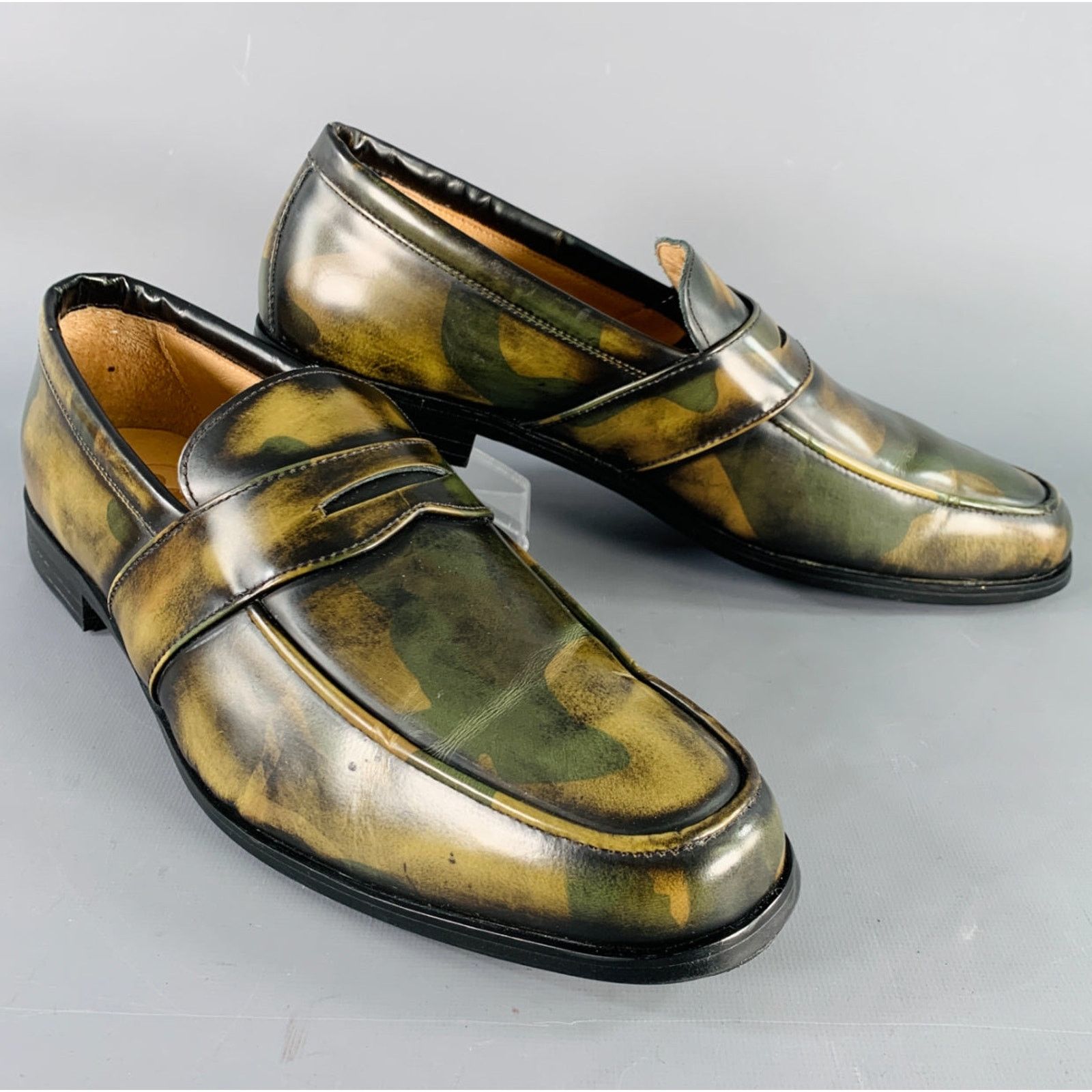 Other BAJOLUGO Size 10.5 Green Brown Camo Penny Loafers Size US 10.5 / EU 43-44 - 1 Thumbnail