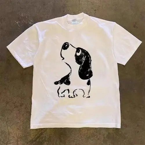 VIBE Hip Hop Graffiti Puppy Print Casual Short Sleeve T-Shirt Size US XL / EU 56 / 4 - 7 Thumbnail
