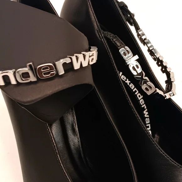 Alexander Wang Alexander Wang Women's Delphine 105mm Logo Pumps - Black Size US 6 / IT 36 - 8 Thumbnail