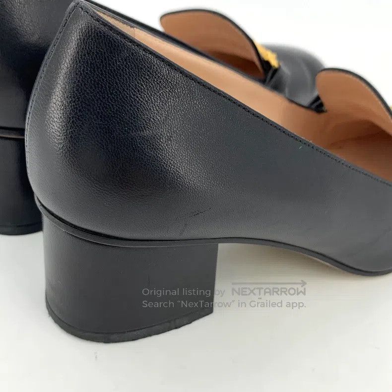 Gucci Gucci Black chain leather square toe thick heel high heels Size US 6 / IT 36 - 9 Thumbnail
