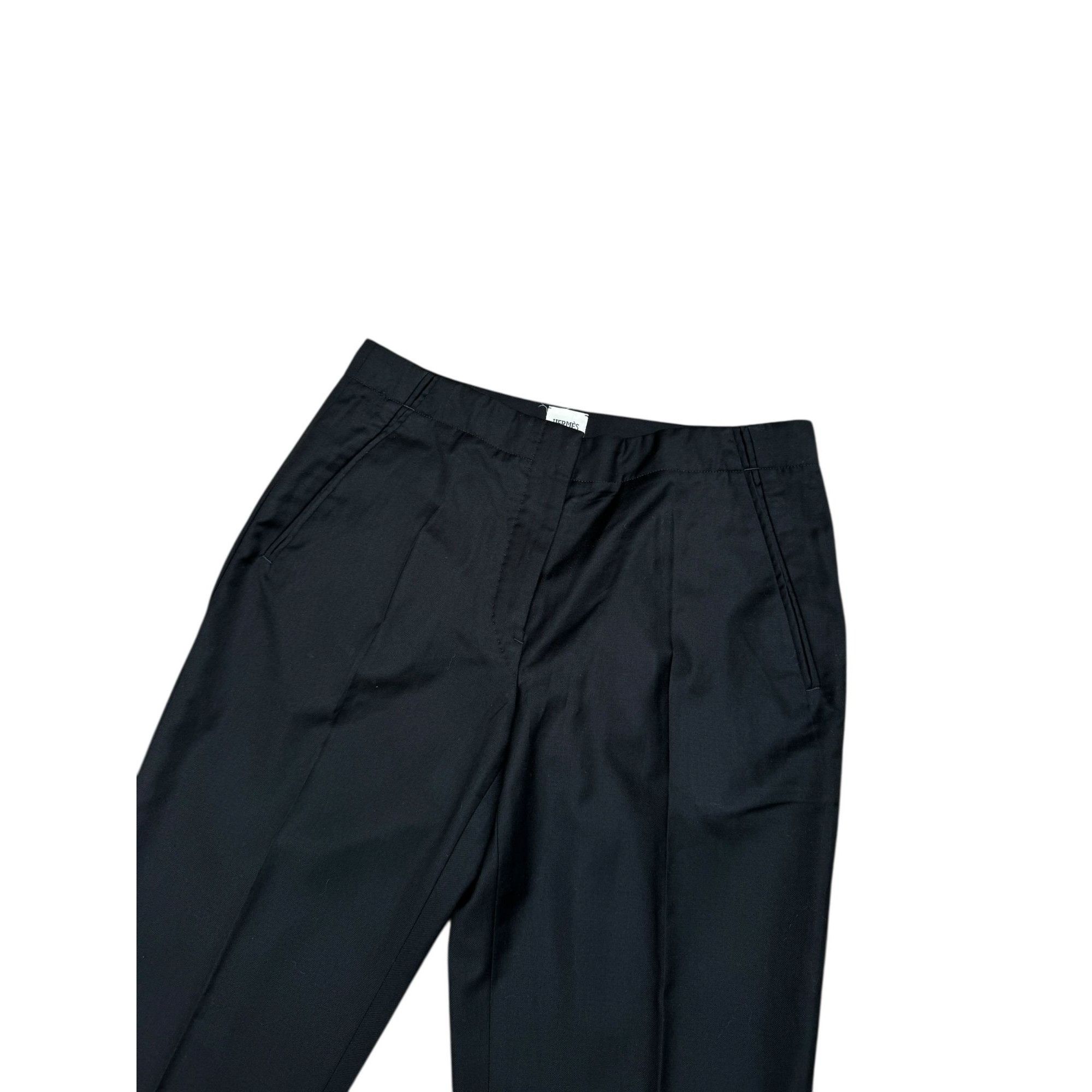 Hermes Black Virgin Wool Tailored Pants Size 26" / US 2 / IT 38 - 2 Thumbnail