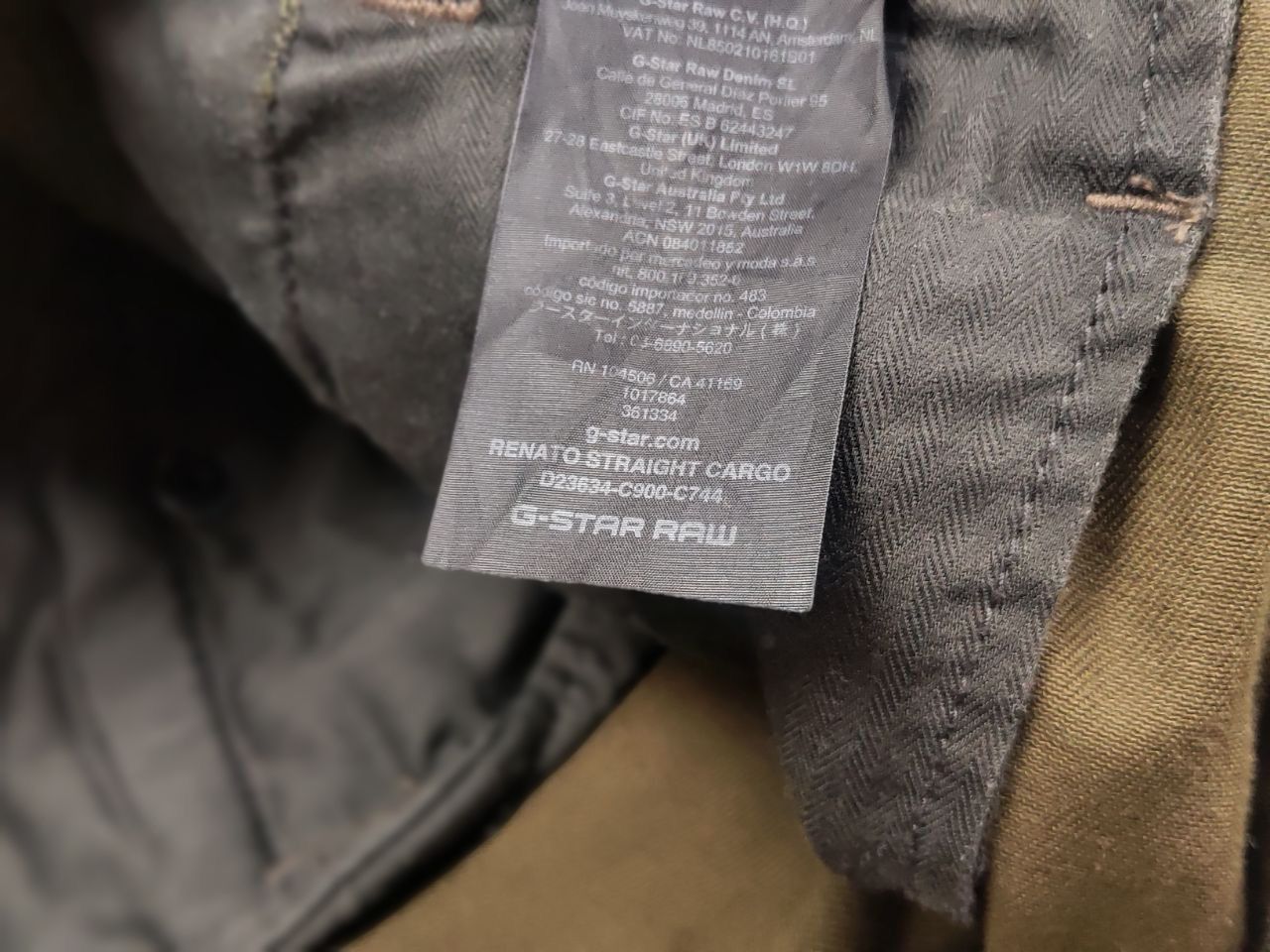 G-Star G Star Raw Renato Straight Military green Canvas Cargo Pants Size US 34 / EU 50 - 17 Thumbnail