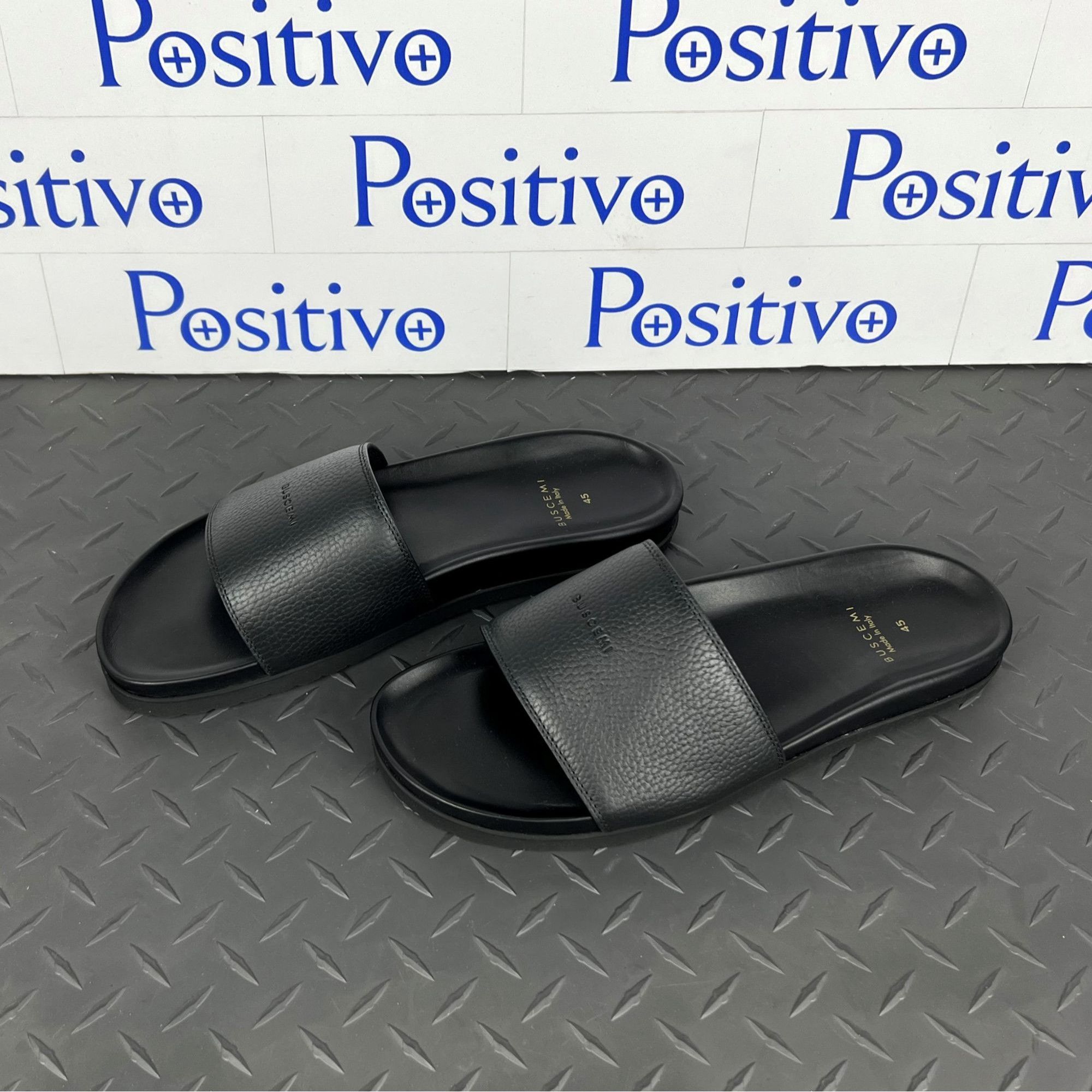 Buscemi Buscemi Slide Alce Black Leather Sandals US 14 EU 47 Size US 14 / EU 47 - 2 Thumbnail